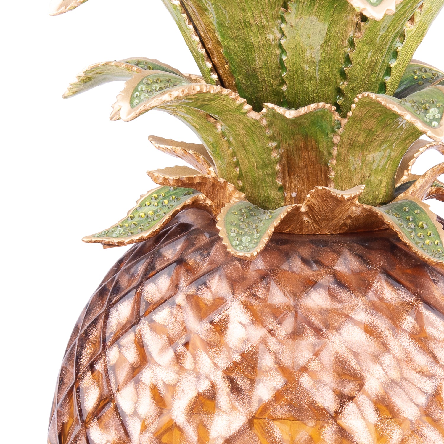 Jay Strongwater. Winston Pineapple Jewelled Glass Vessel Gilded and Studded with Swarovski