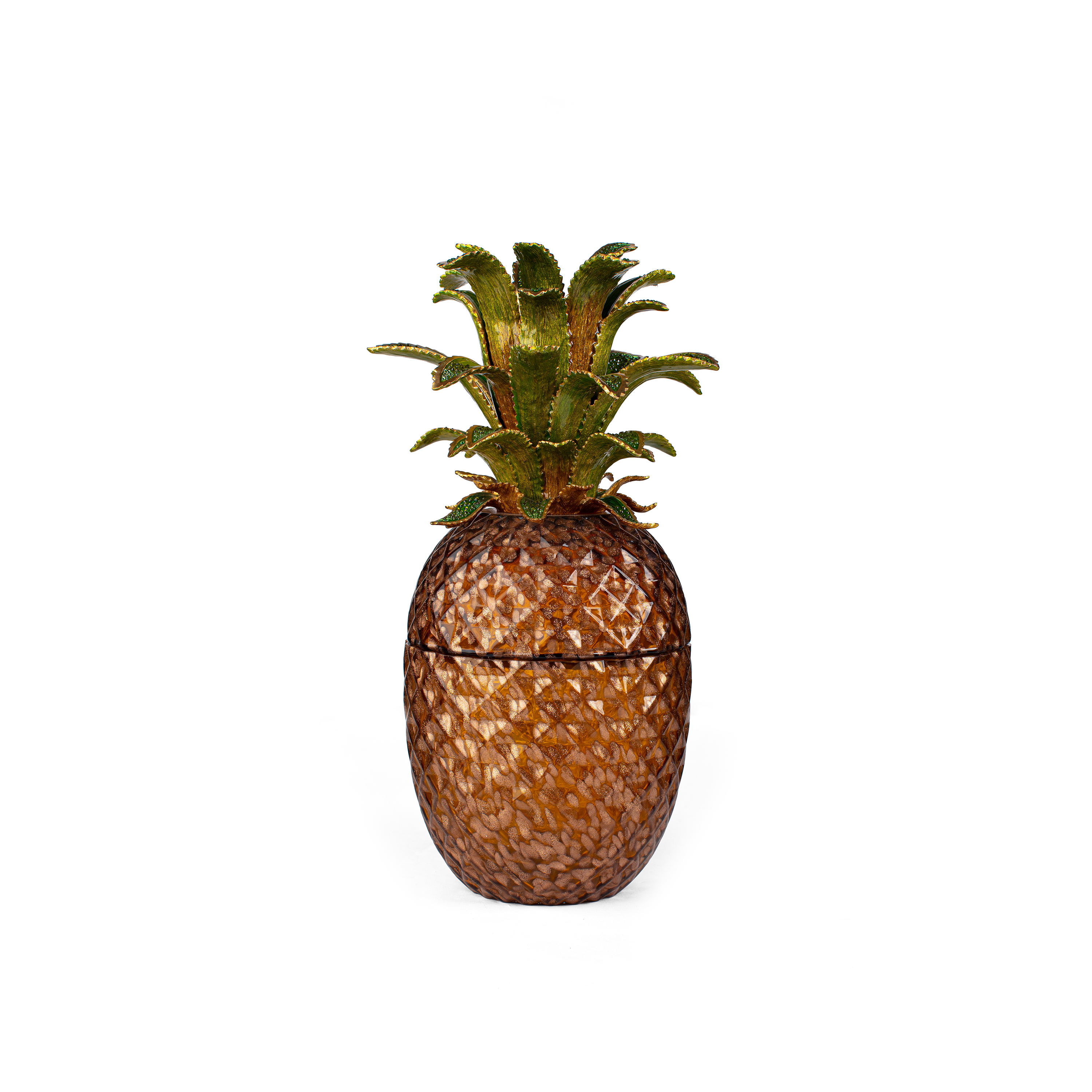 Jay Strongwater. Winston Pineapple Jewelled Glass Vessel Gilded and Studded with Swarovski