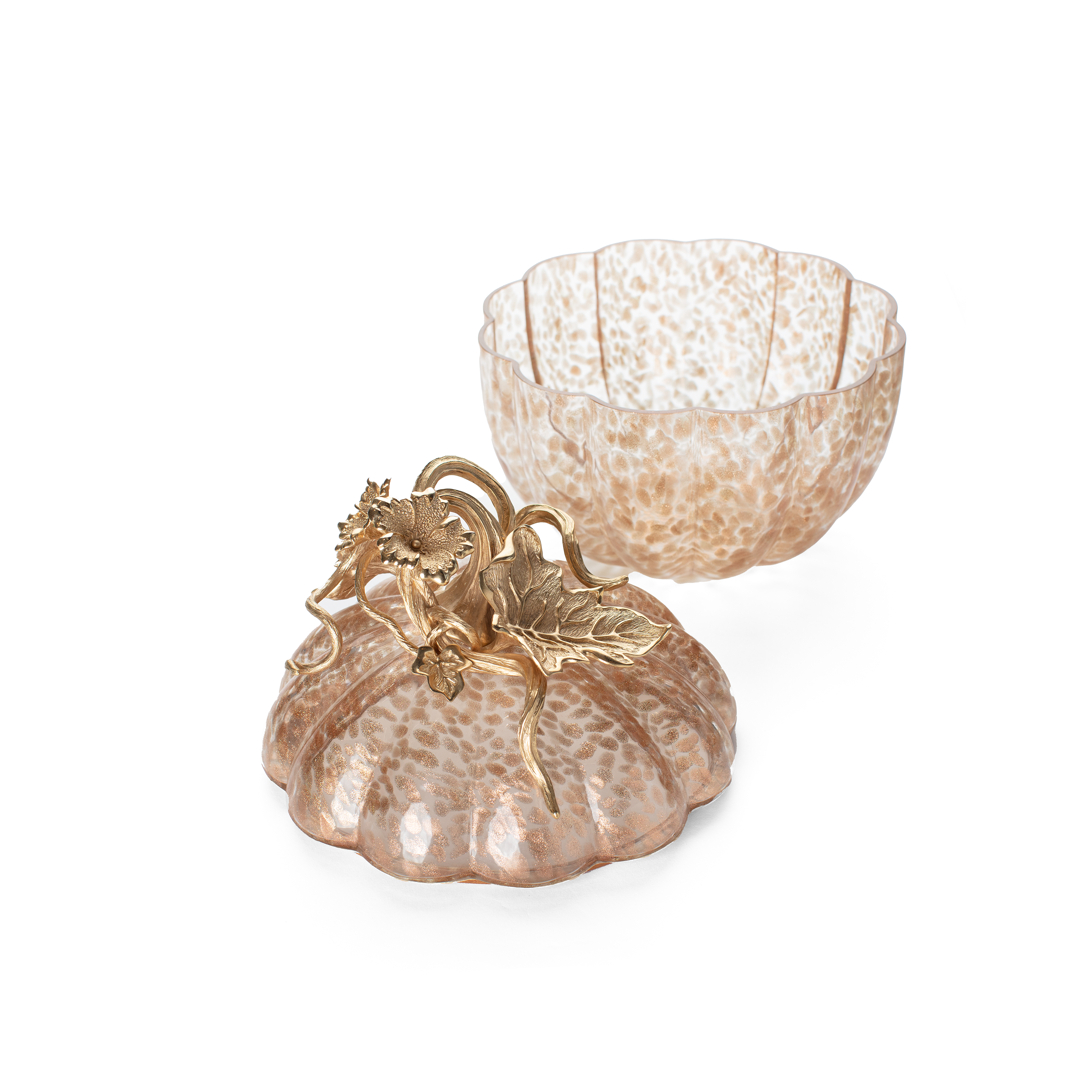 Jay Strongwater. Hadley Leaf Vine Gilded Crystal Bonbonnière