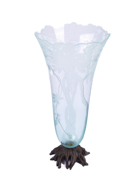 Schlanser Design Studio. Wisteria Vase with Bronze Base. Large Size