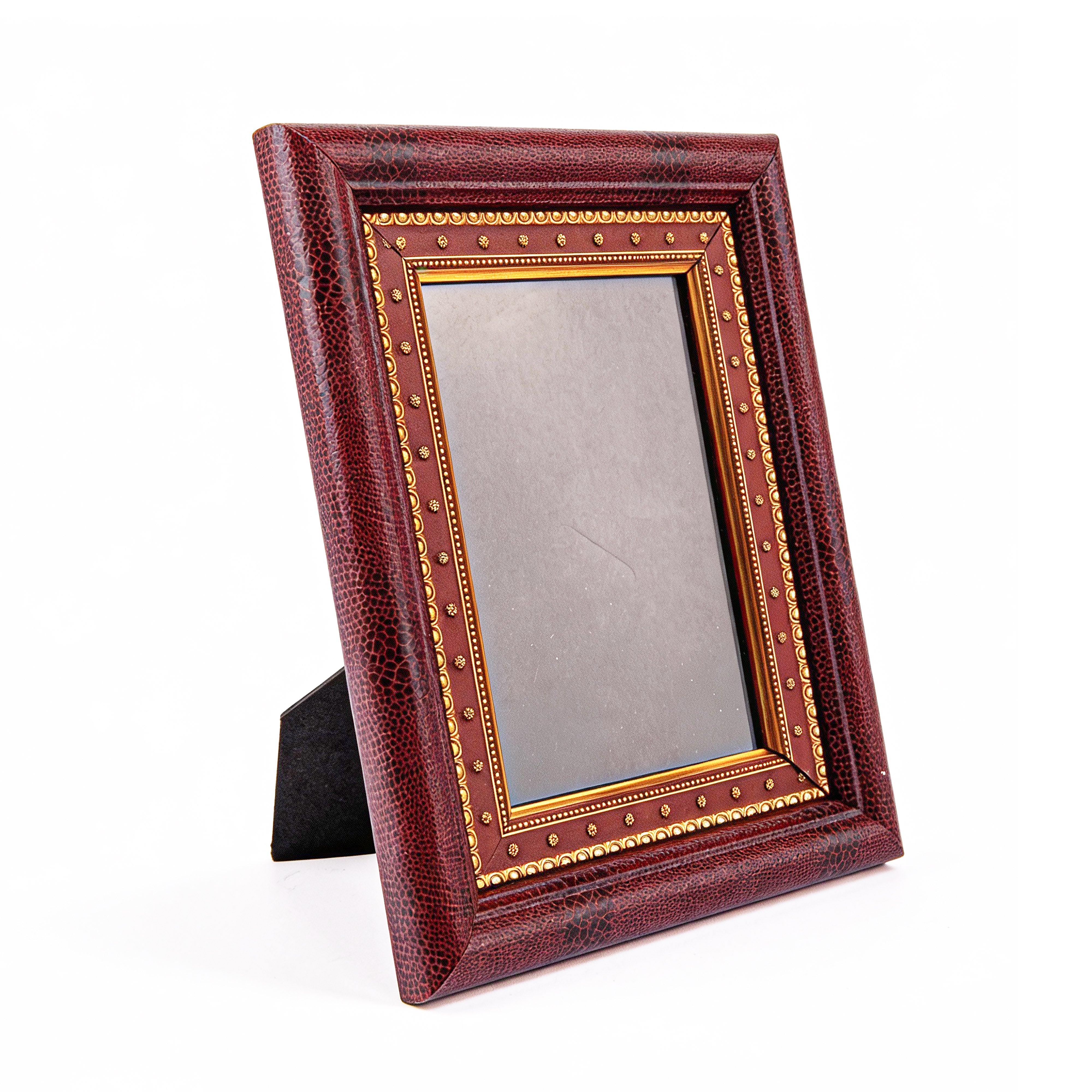 The Bucklers Fifth Avenue. Burgundy Leather Picture Frame. Large Size