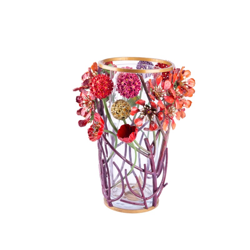 Phil Luangrath. Crystal Floral Vase Studded with Swarovski. Large Size