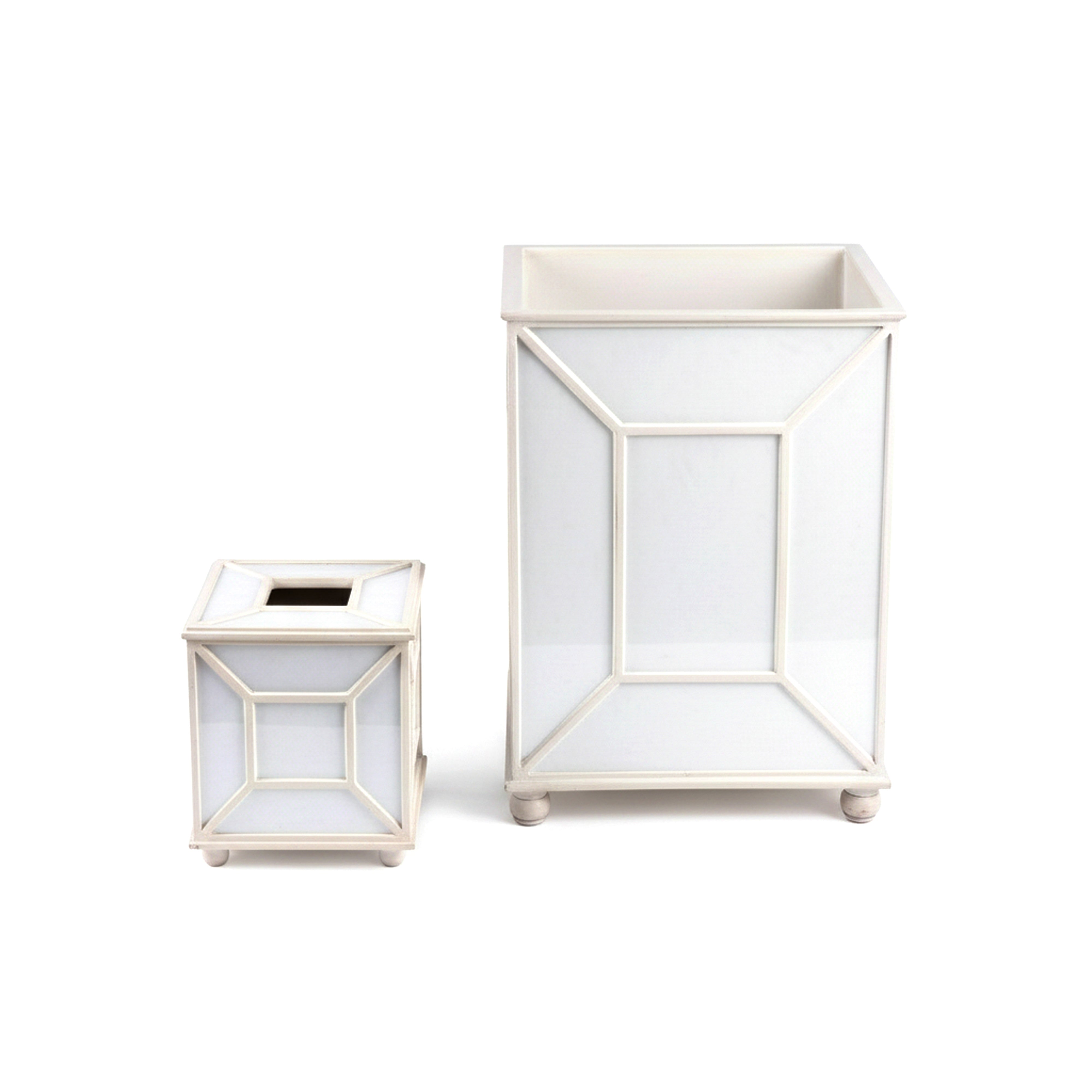 Labrazel. A Set of Tissue Box & Wastebasket Featuring Geometric Design