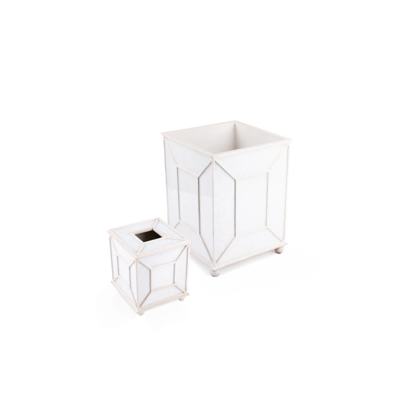 Labrazel. A Set of Tissue Box & Wastebasket Featuring Geometric Design