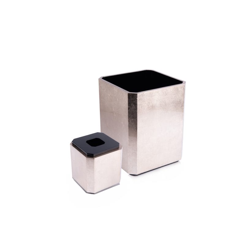 Labrazel. A Set of Bronze Wooden Tissue Box & Wastebasket.