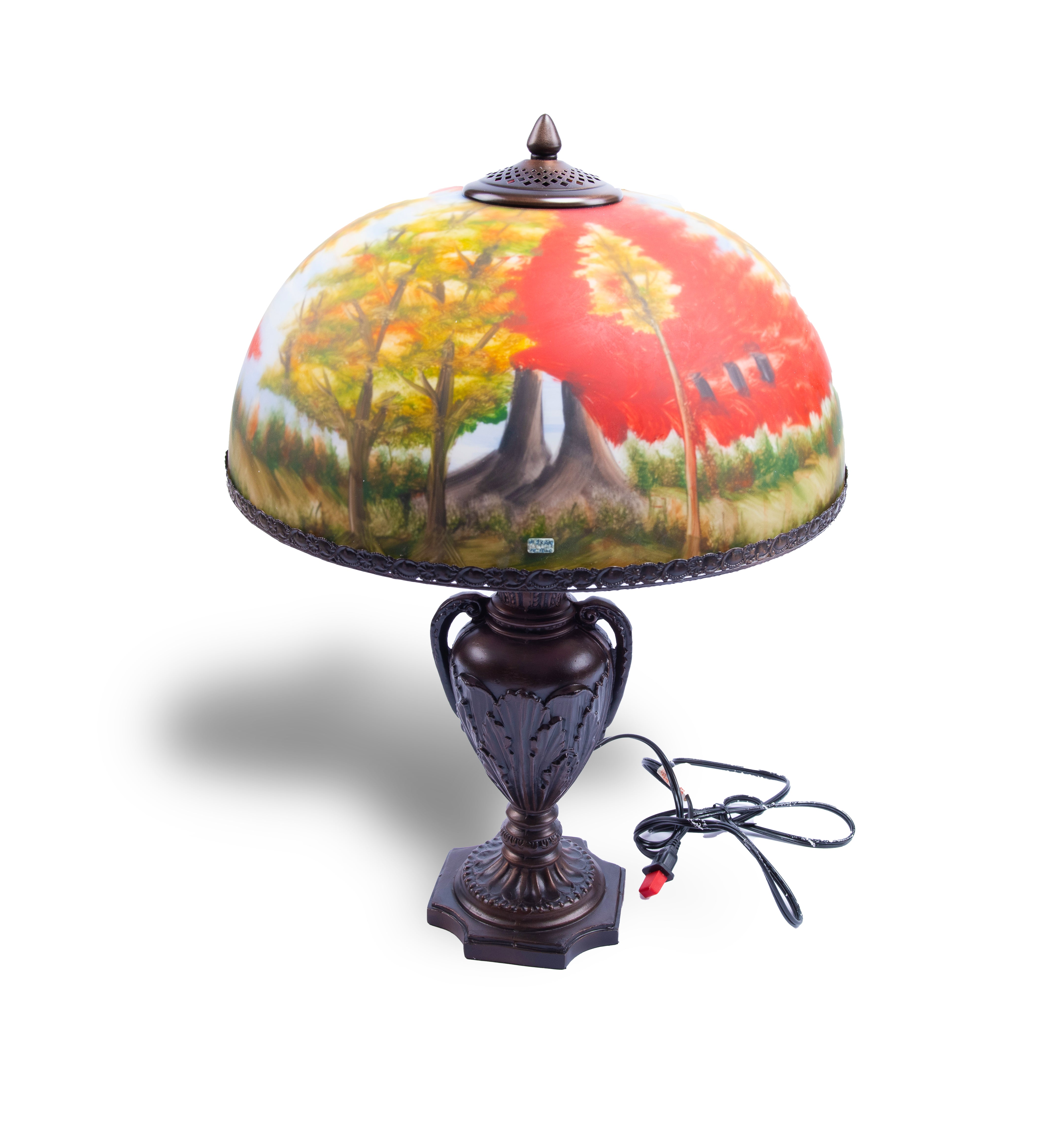 Meyda Tiffany. Vintage Painted Dome Table Lamp. Large Size