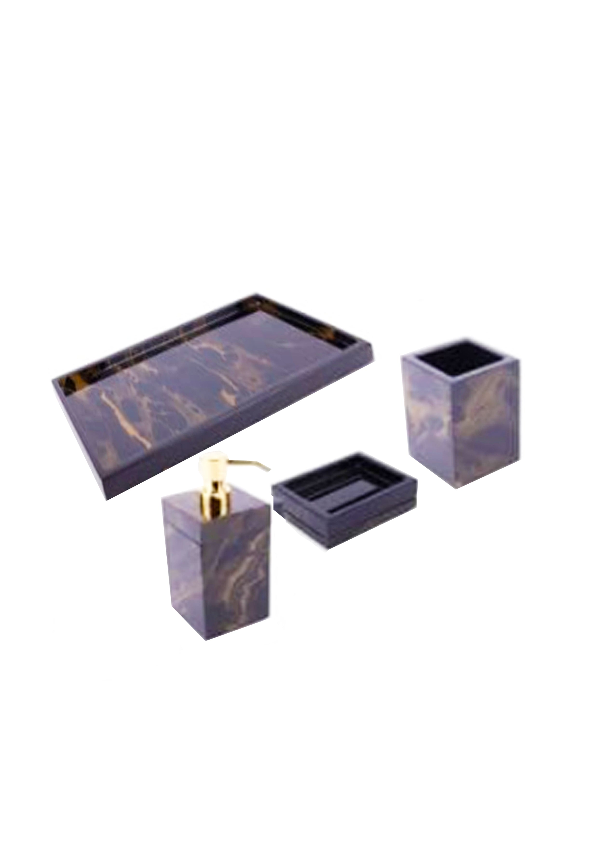 Pacific Connections. Black Lacquer Bathroom Accessories Set.