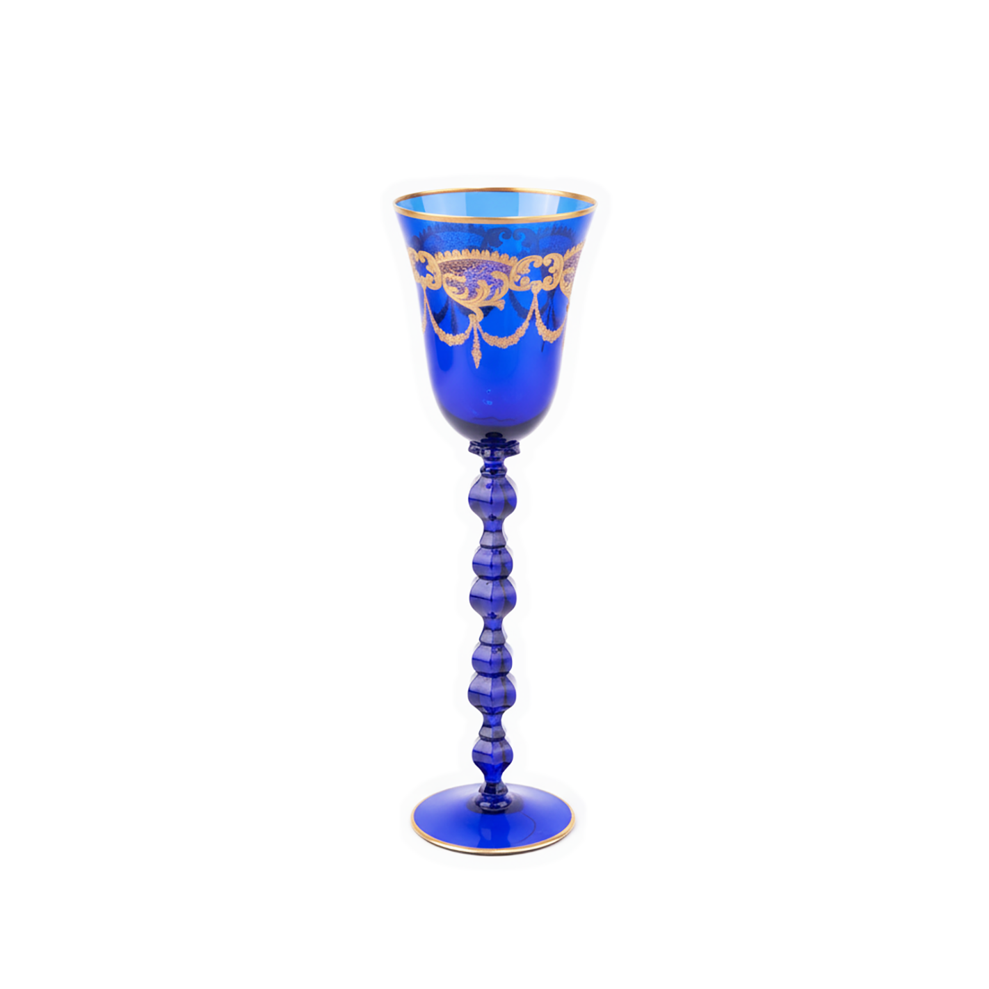 Vetrerie Di Empoli. Blue Crystal Glass Designed with Long Stem. Medium Size