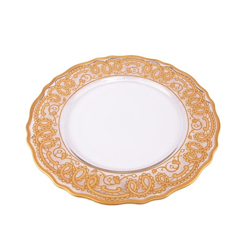 Vetrerie Di Empoli. Gold Crystal Decorative Plate. Large Size