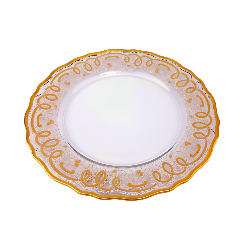 Vetrerie Di Empoli. Gold Crystal Decorative Plate. Large Size