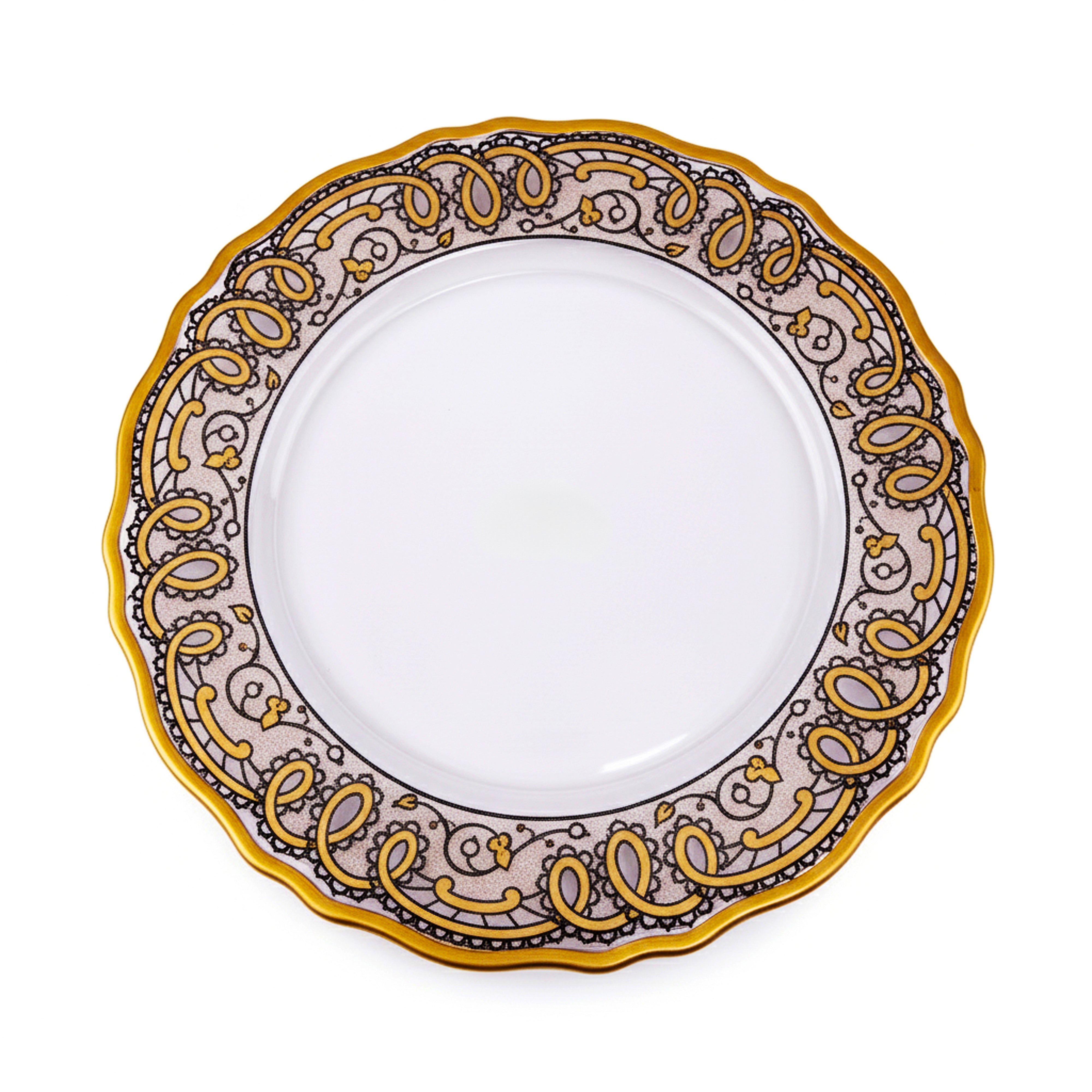 Vetrerie Di Empoli. Gold Crystal Decorative Plate. Large Size