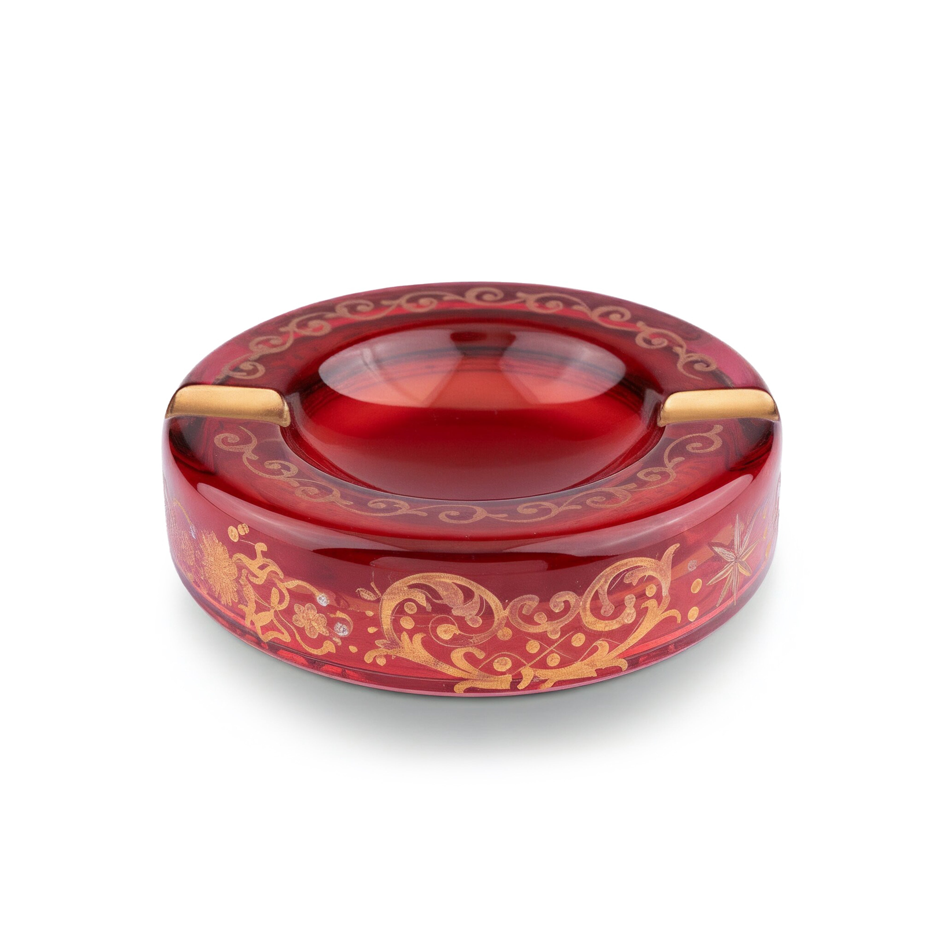 Griffe Montenapoleone. Red Crystal Cigar Ashtray. Medium Size