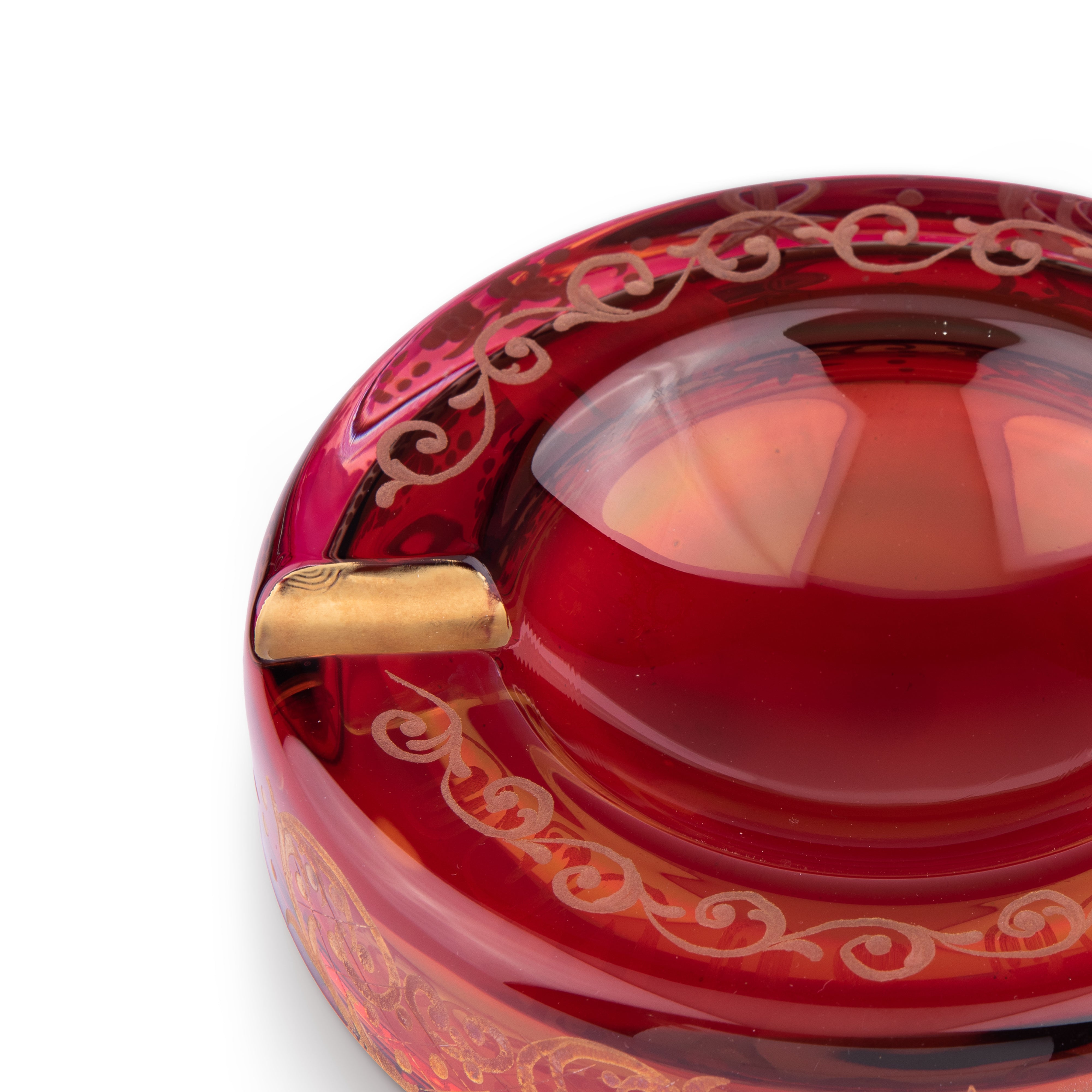 Griffe Montenapoleone. Red Crystal Cigar Ashtray. Medium Size