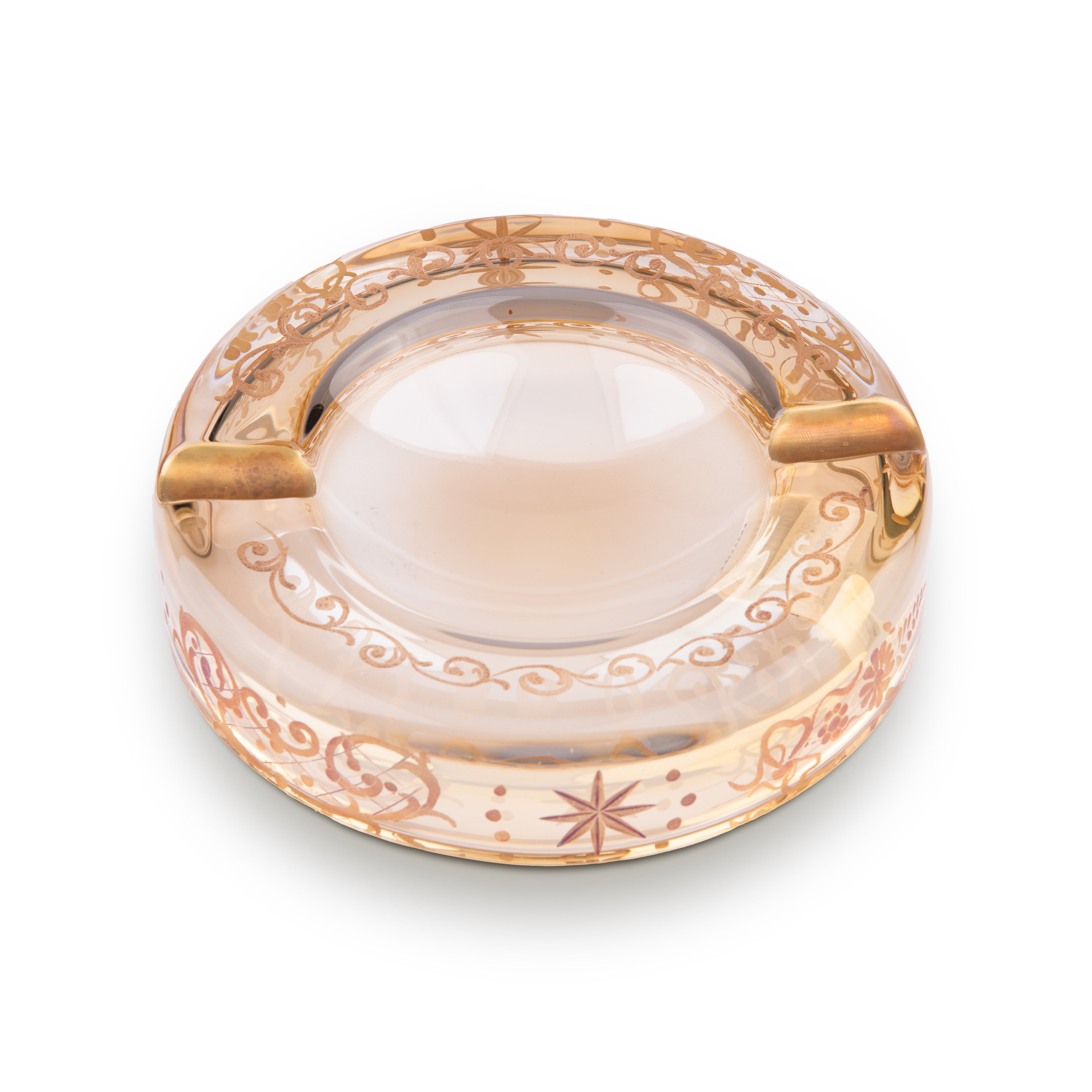 Griffe Montenapoleone. Amber Crystal Cigar Ashtray. Medium Size