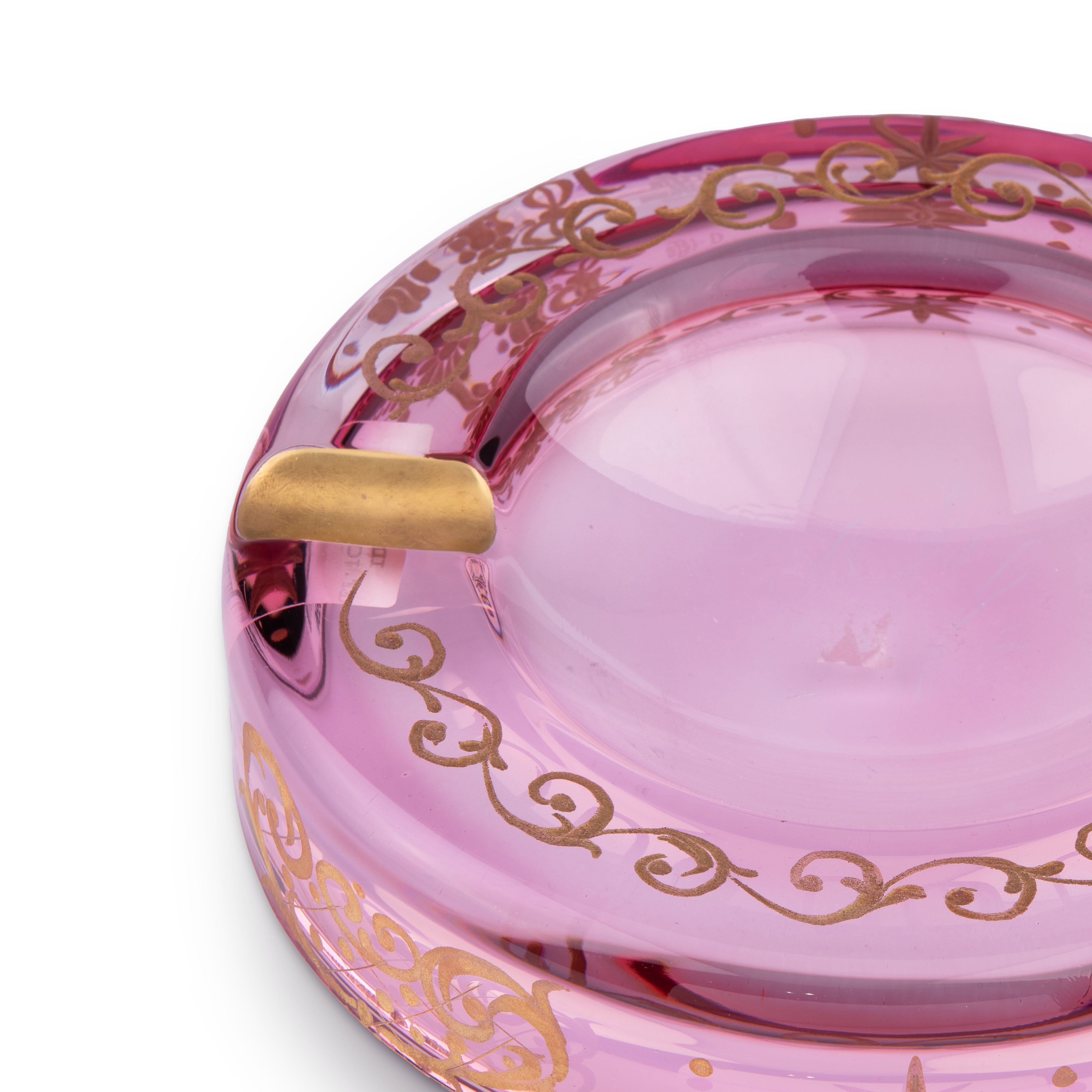 Griffe Montenapoleone. Pink Crystal Cigar Ashtray. Medium Size