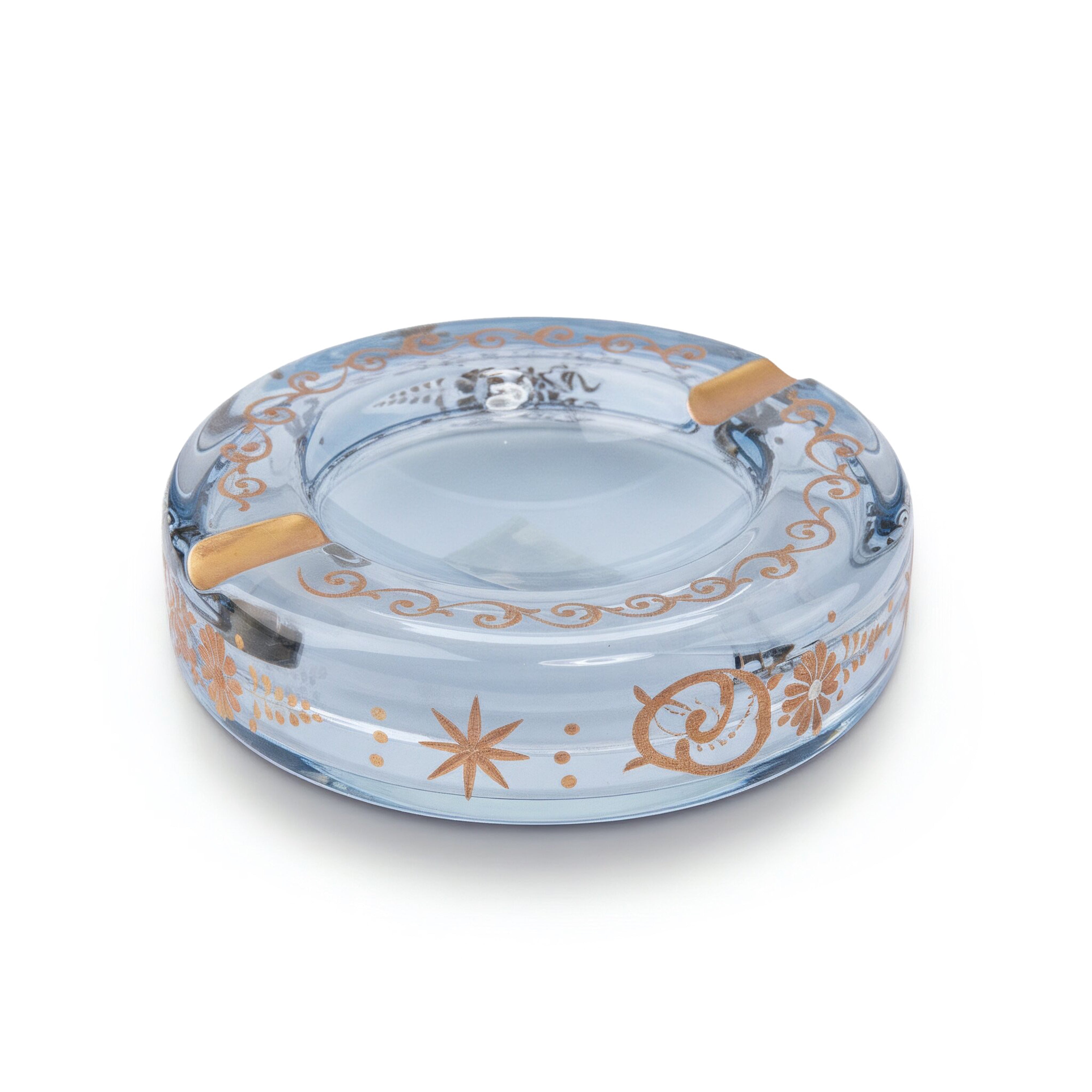 Griffe Montenapoleone. Blue Crystal Cigar Ashtray. Medium Size