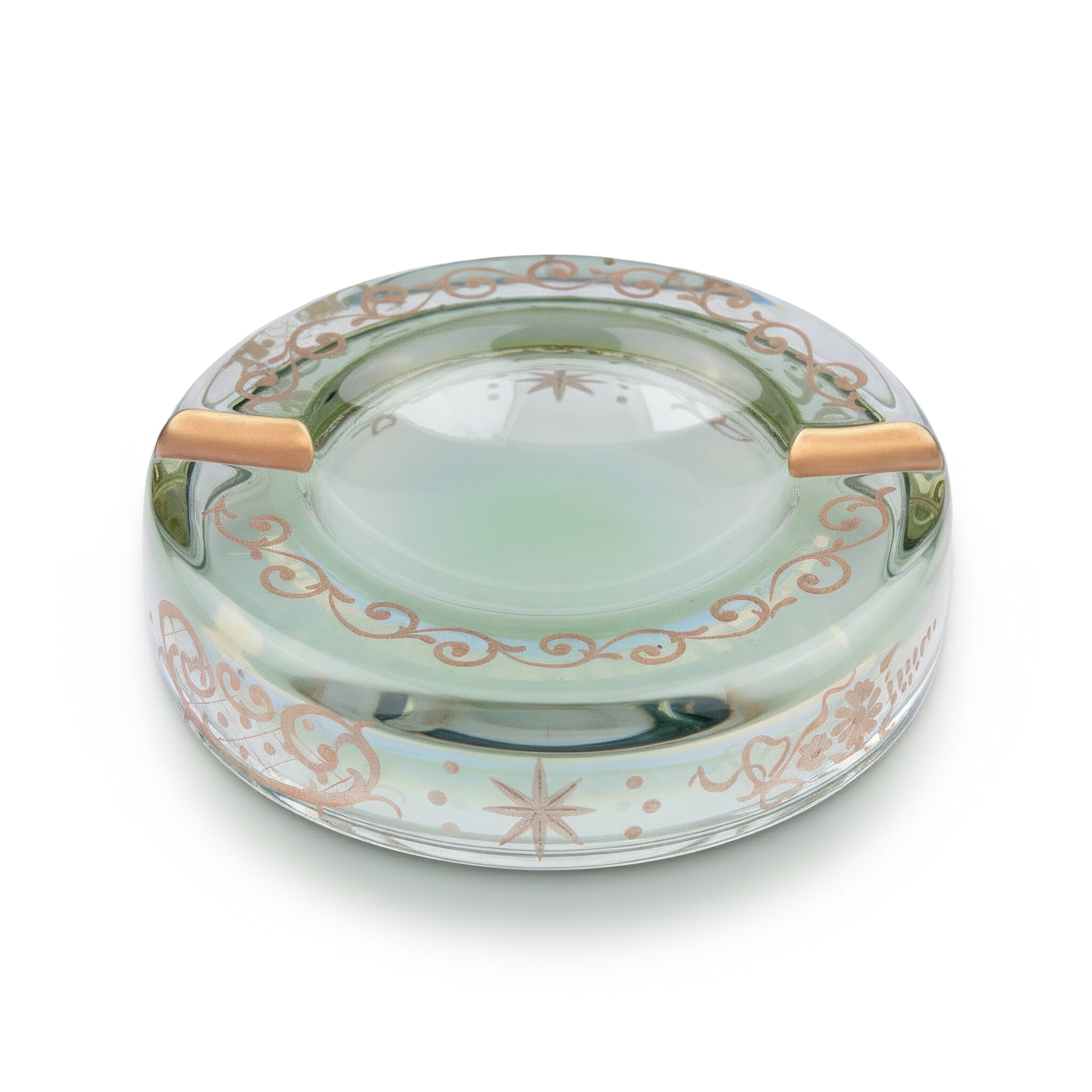Griffe Montenapoleone. Green Crystal Cigar Ashtray. Medium Size