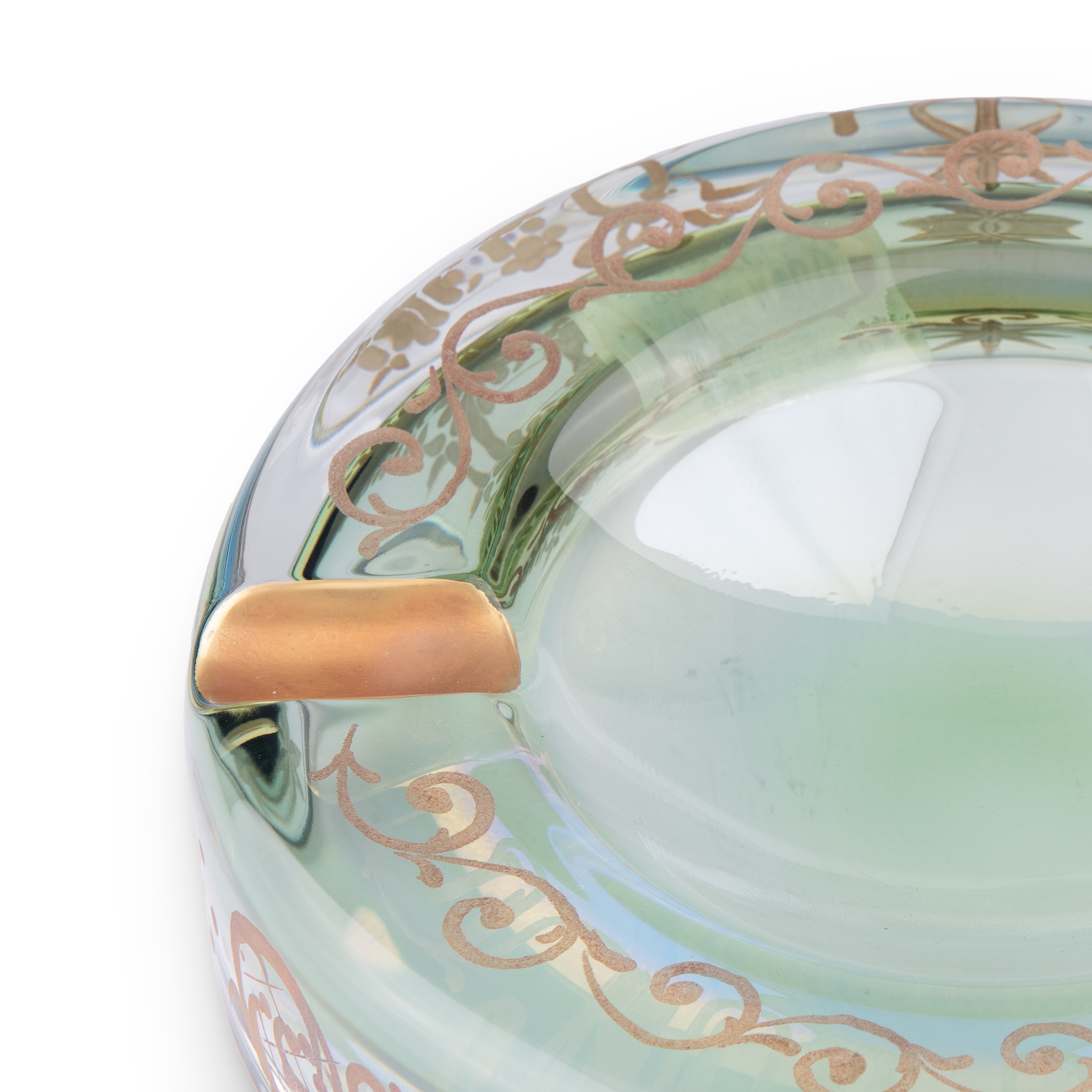 Griffe Montenapoleone. Green Crystal Cigar Ashtray. Medium Size