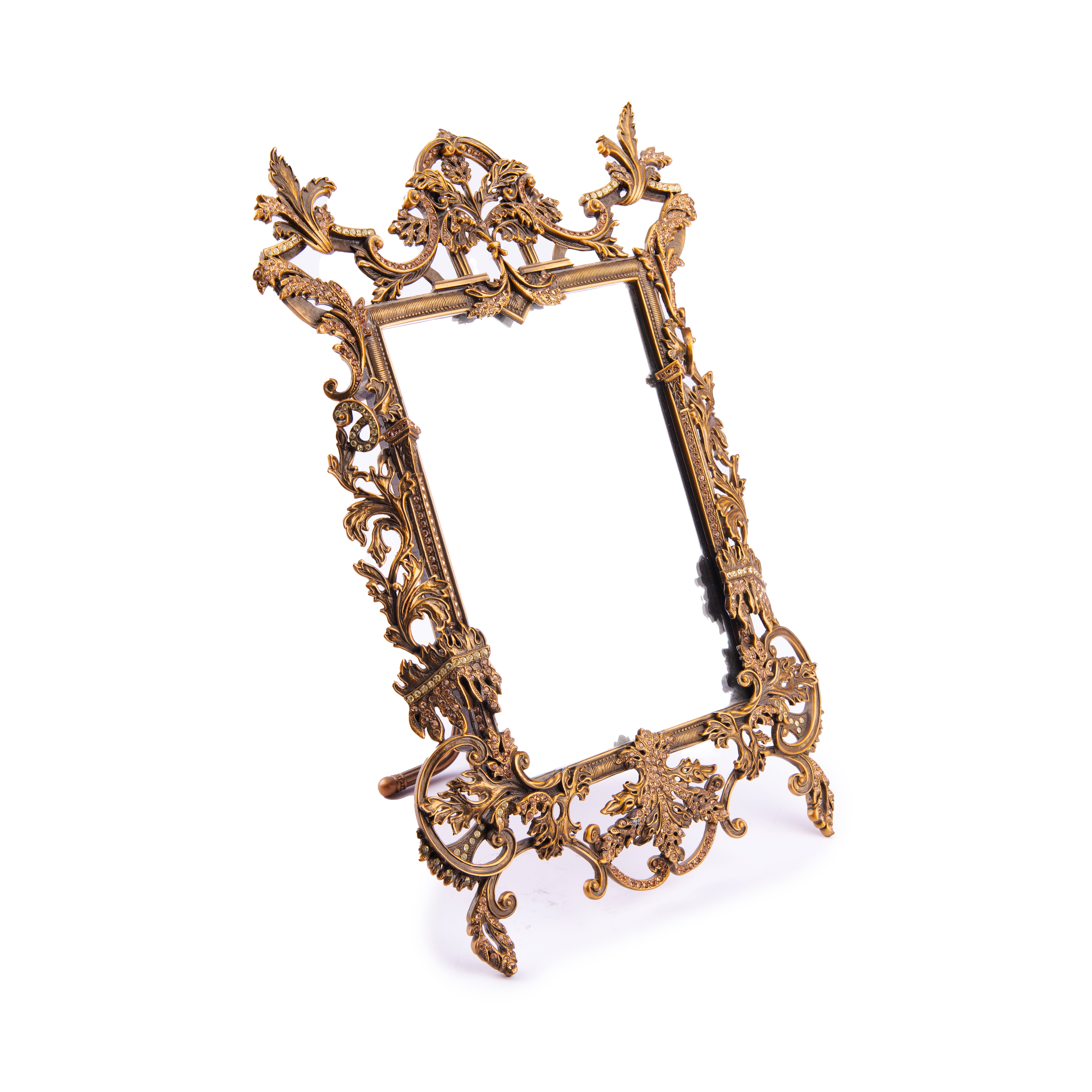 Edgar Berebi. Bronze Tabletop Mirror Studded with Swarovski
