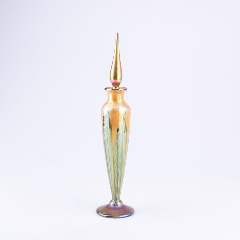 Lundberg Studios. Gold & Green Glass Perfume Bottle. 100 ML