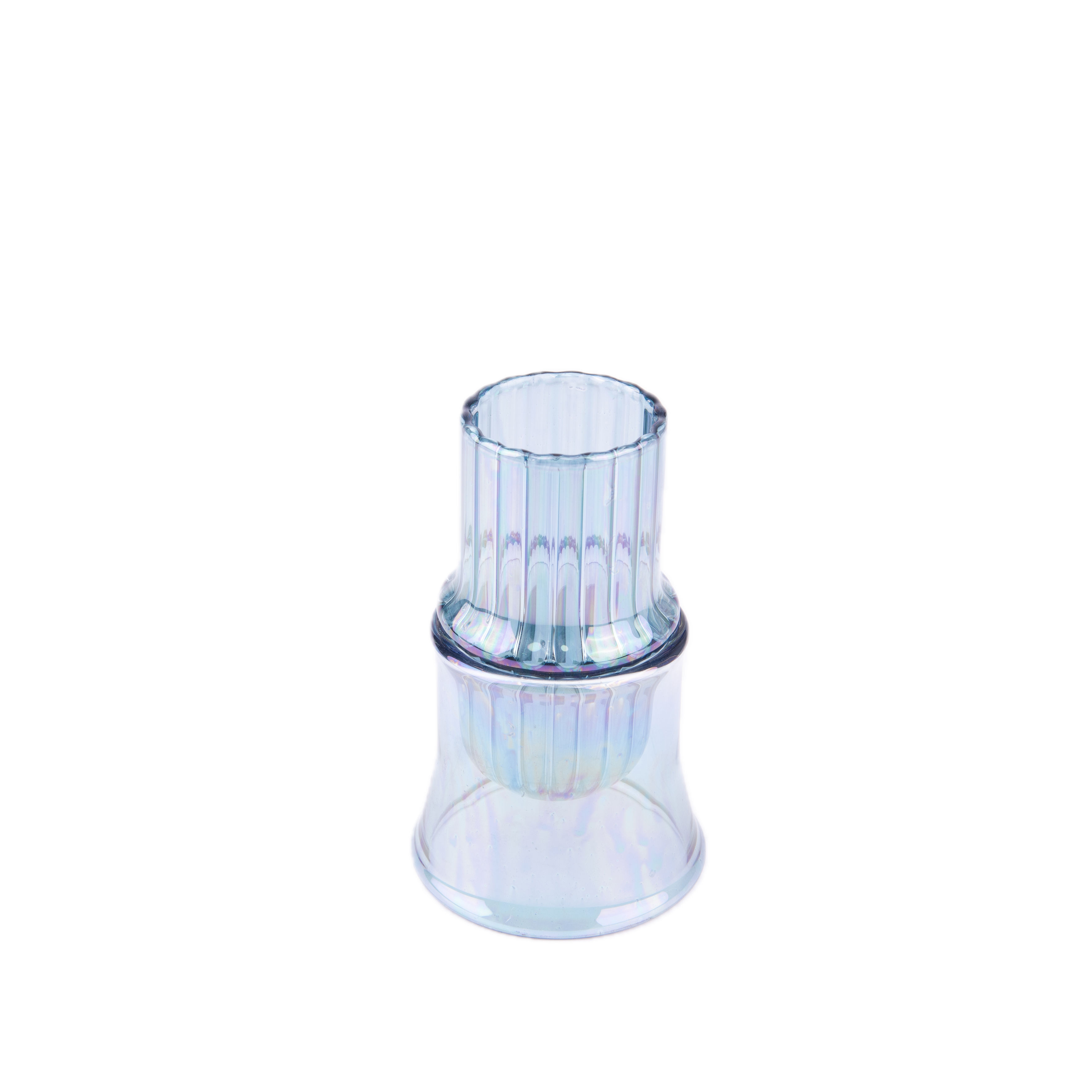 Idée Art Exclusive. Blue Handmade Crystal Vase with a Long Base. Small Size