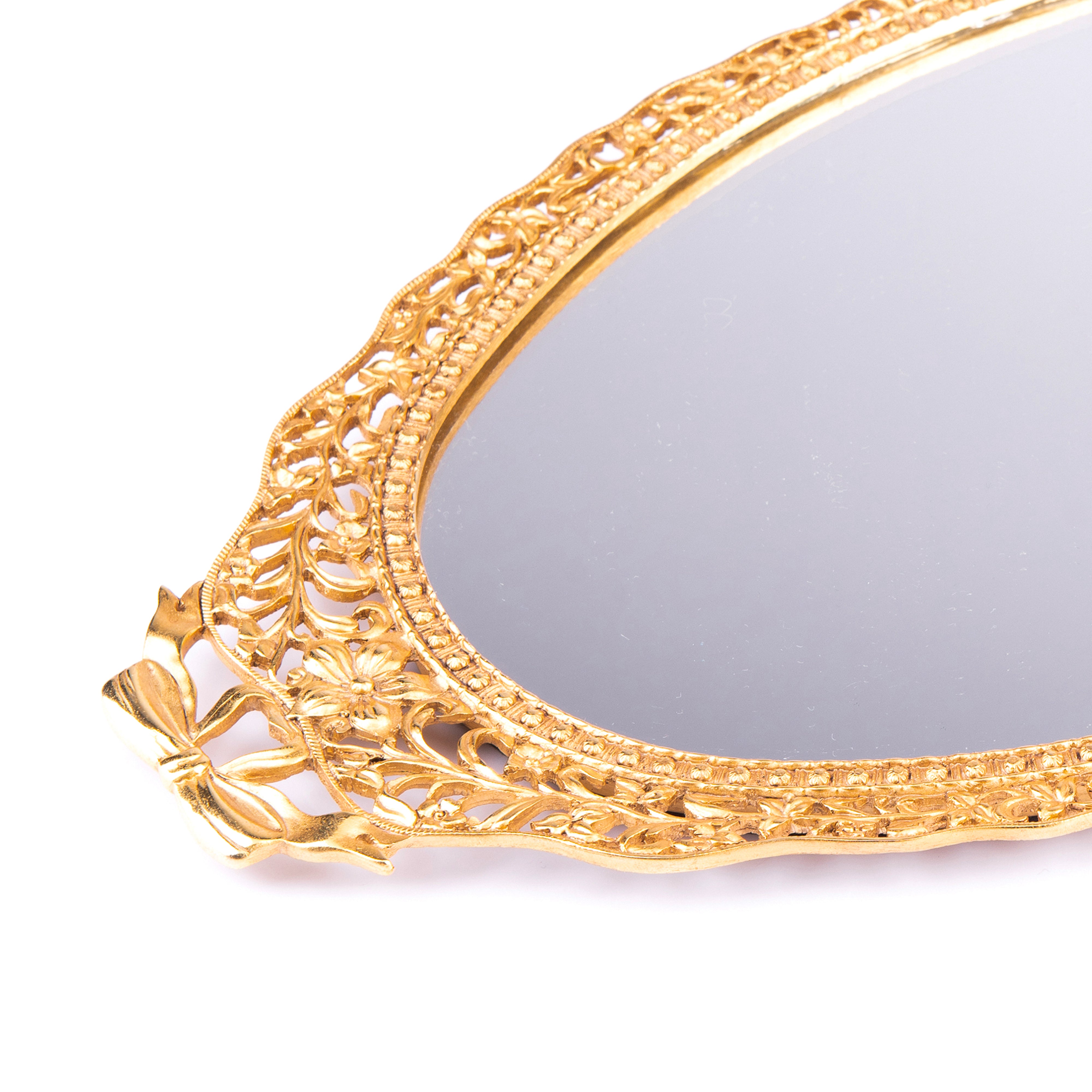 Elias Artmetal. Oval Decorative Tray in Flowers Design. Small Size