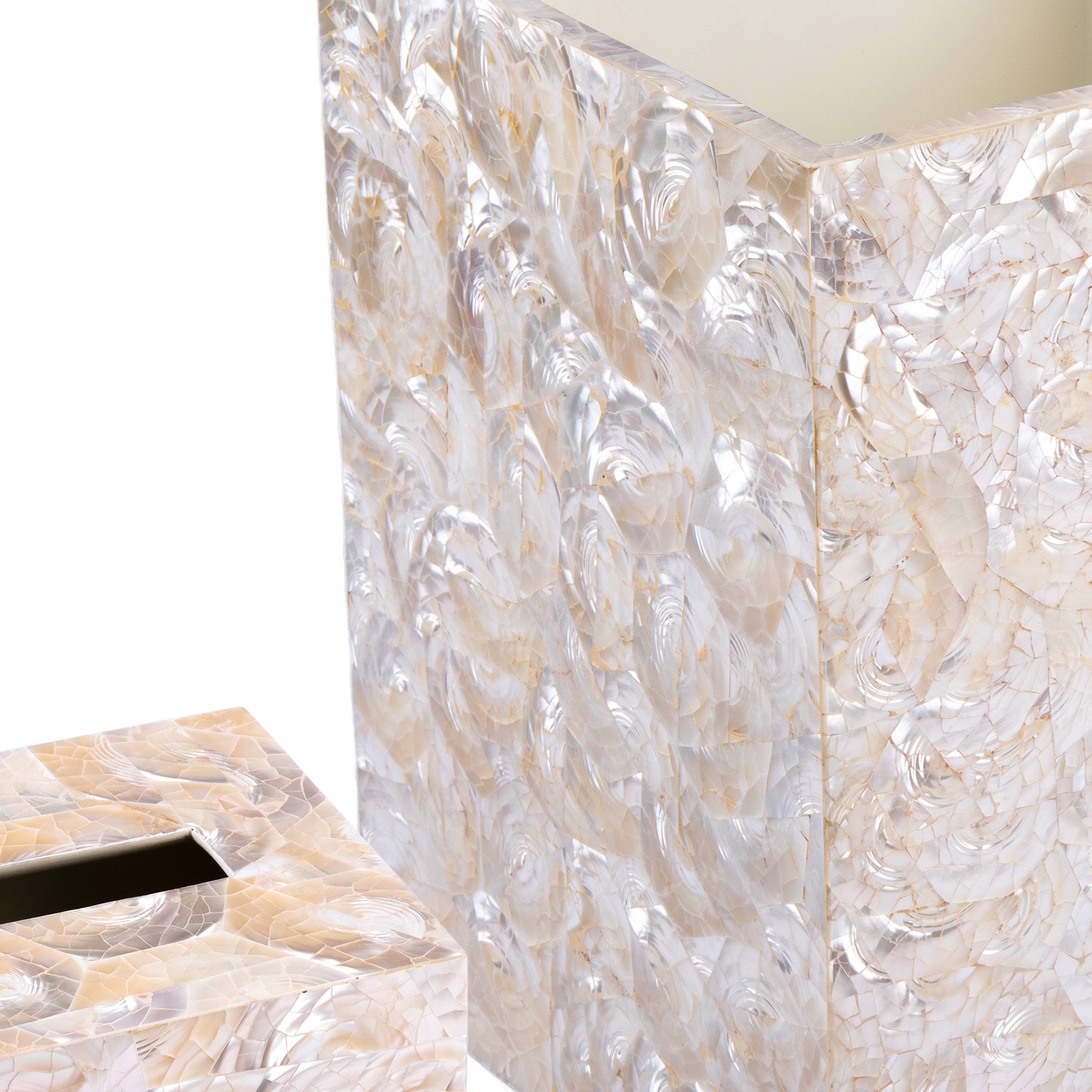 Gail DeLoach. A Set of Seashell Wastebasket & Tissue Box