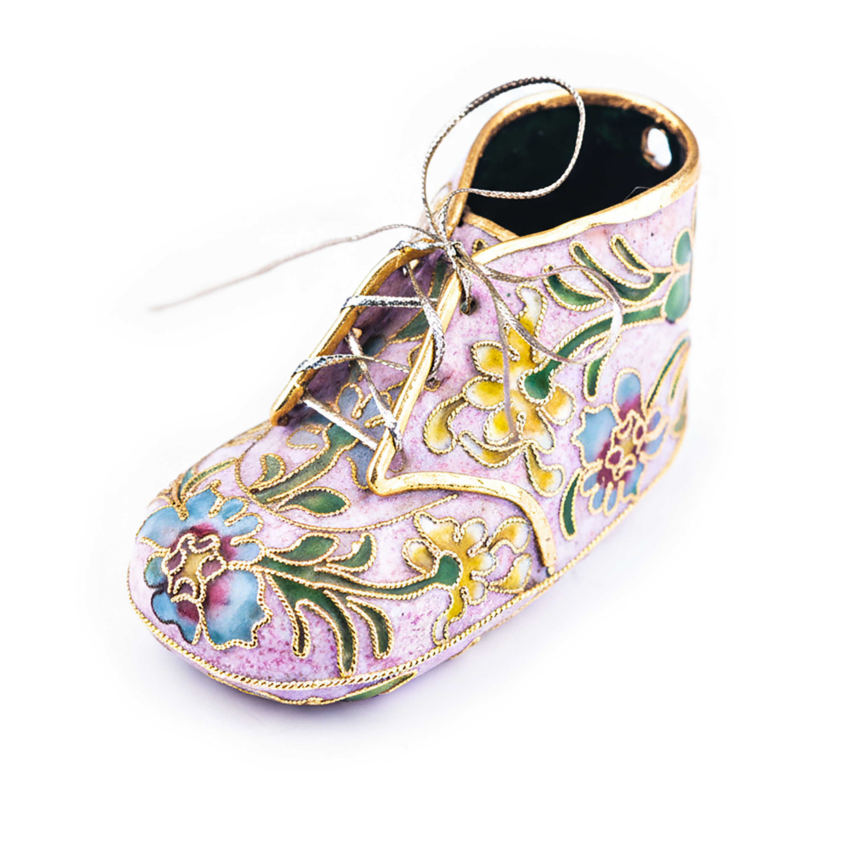 Nyco International. Vintage Cloisonne Figurine Shaped like Baby Shoe. Small Size