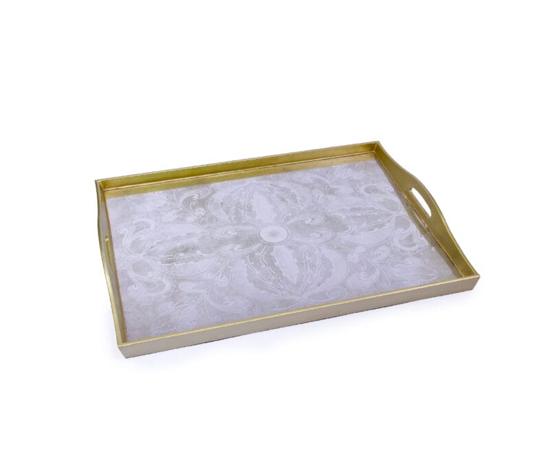 Robert M. Weiss Presents. Silver Serving Tray in Mandala Pattern