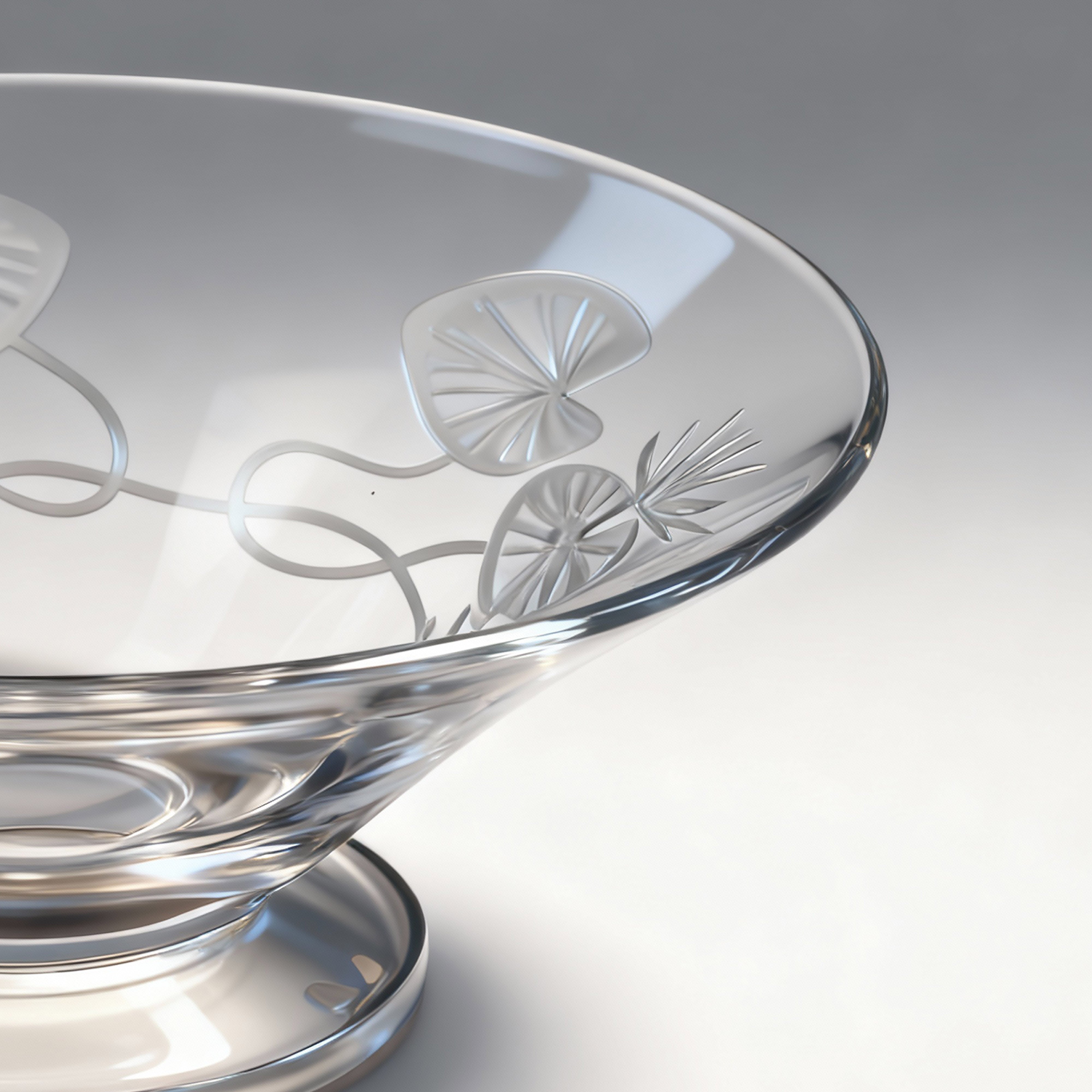 Artel. Crystal Dessert Bowl in Leaves Pattern