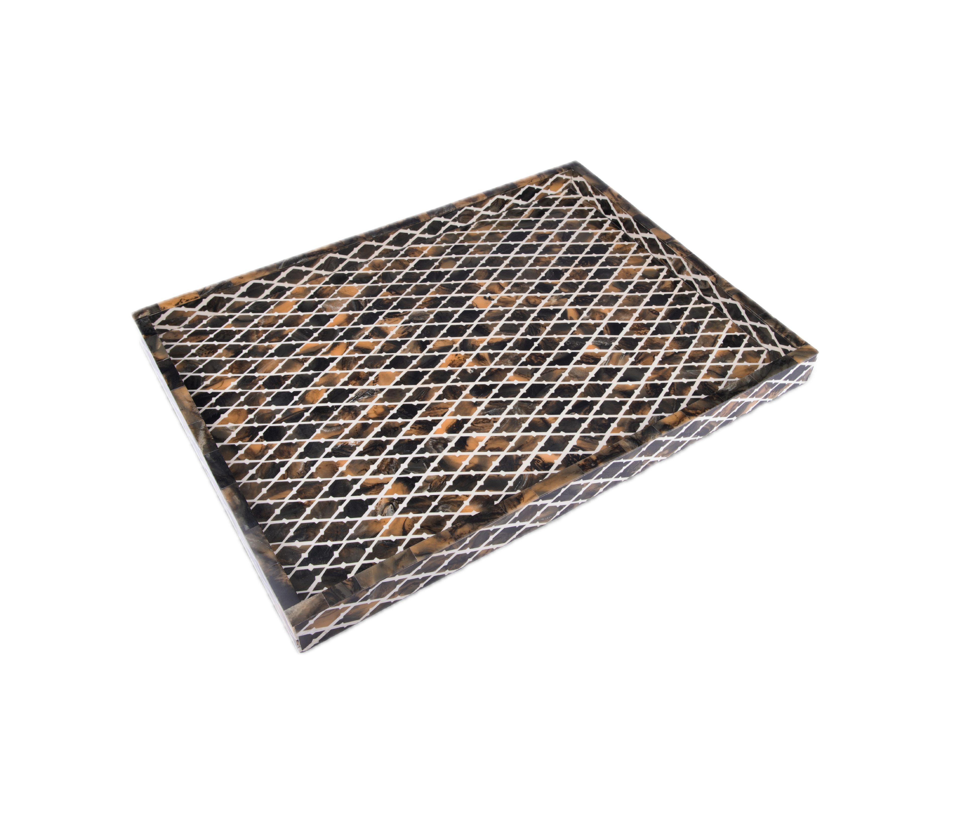 Bojay. Brown Decorative Tray in Bone & Wood. Large Size