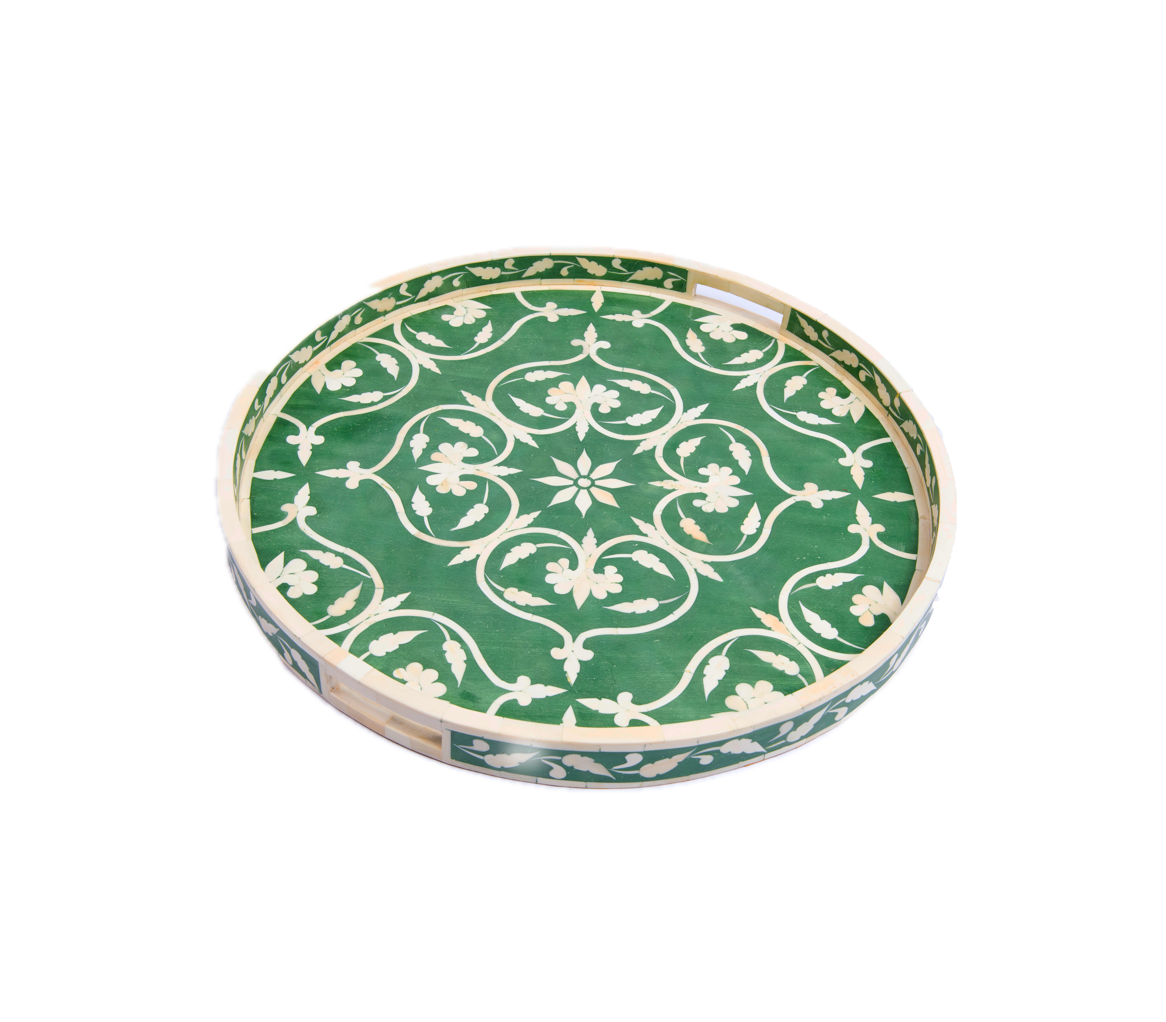 Bojay. Round Decorative Tray in Bone & Wood. Large Size