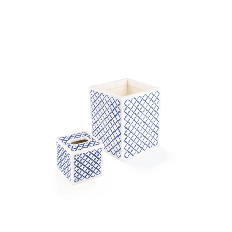 طقم من سلة مهملات وصندوق مناديل مصنوع من الخشب والعاج من بوجاي