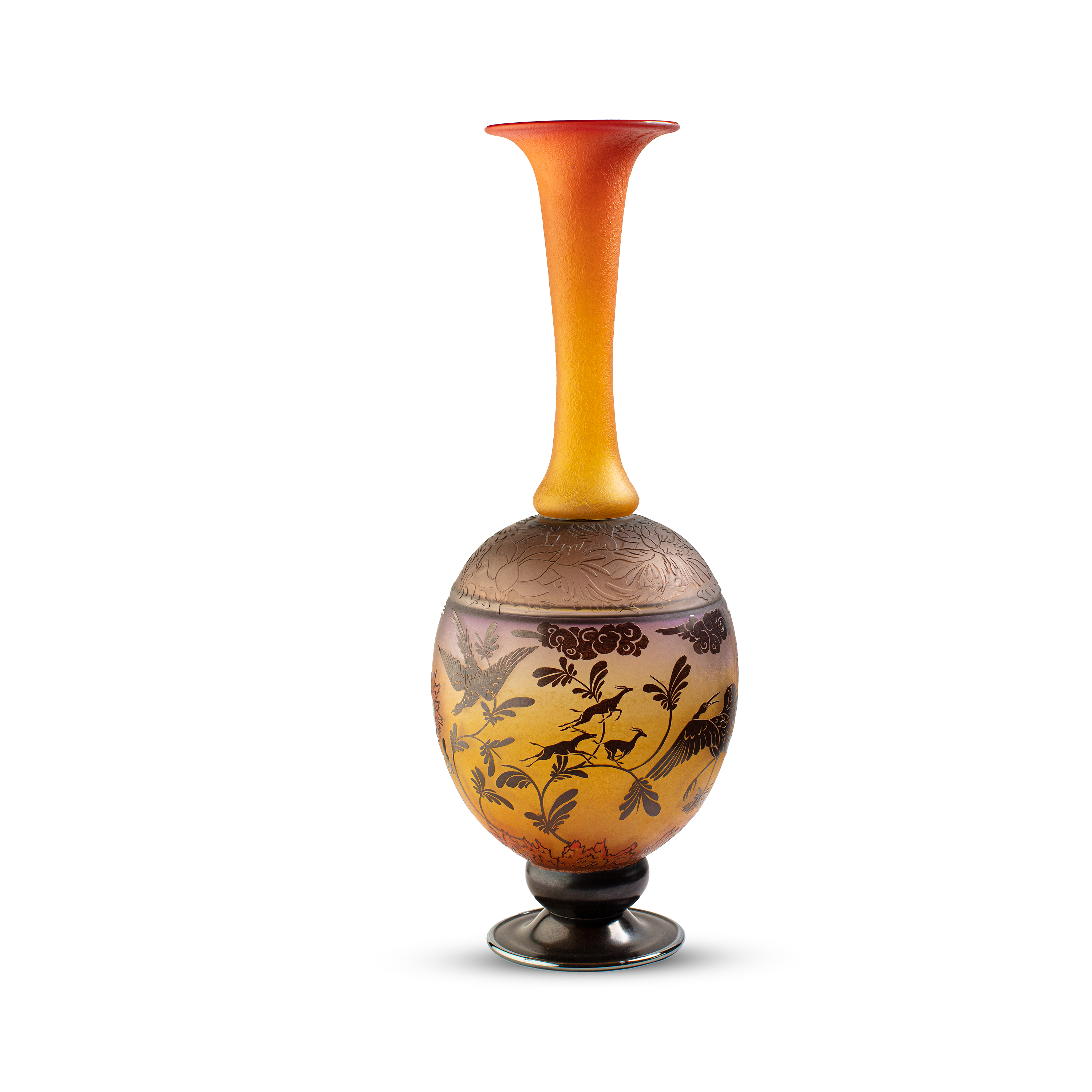 Genetti Studio Glass. Amber Glass Vase. Large Size