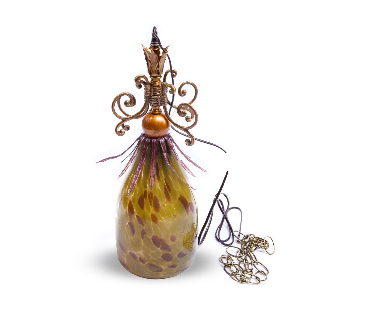 Luna Bella. Green Glass Ceiling Lamp. Medium Size