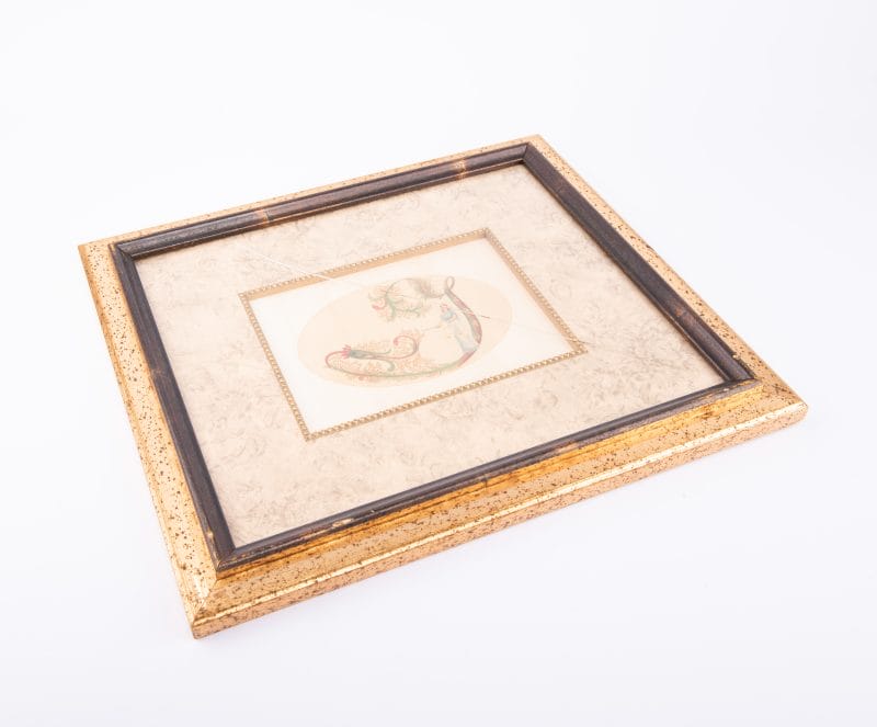 Anel. Gold Vintage Tableau with "Letter Y". Large Size