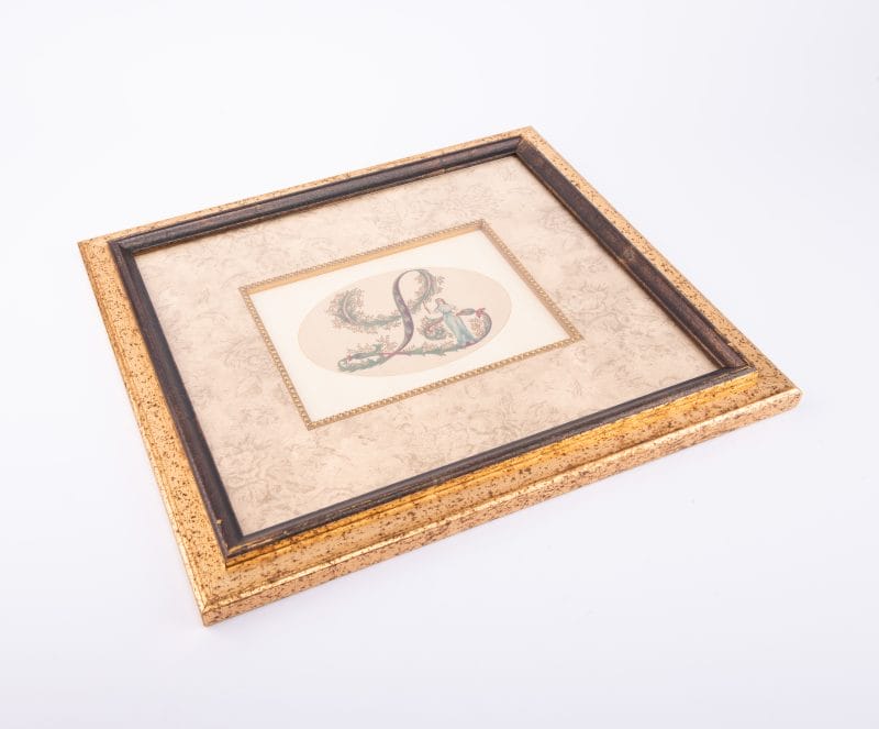 Anel. Gold Vintage Tableau with "Letter L". Large Size