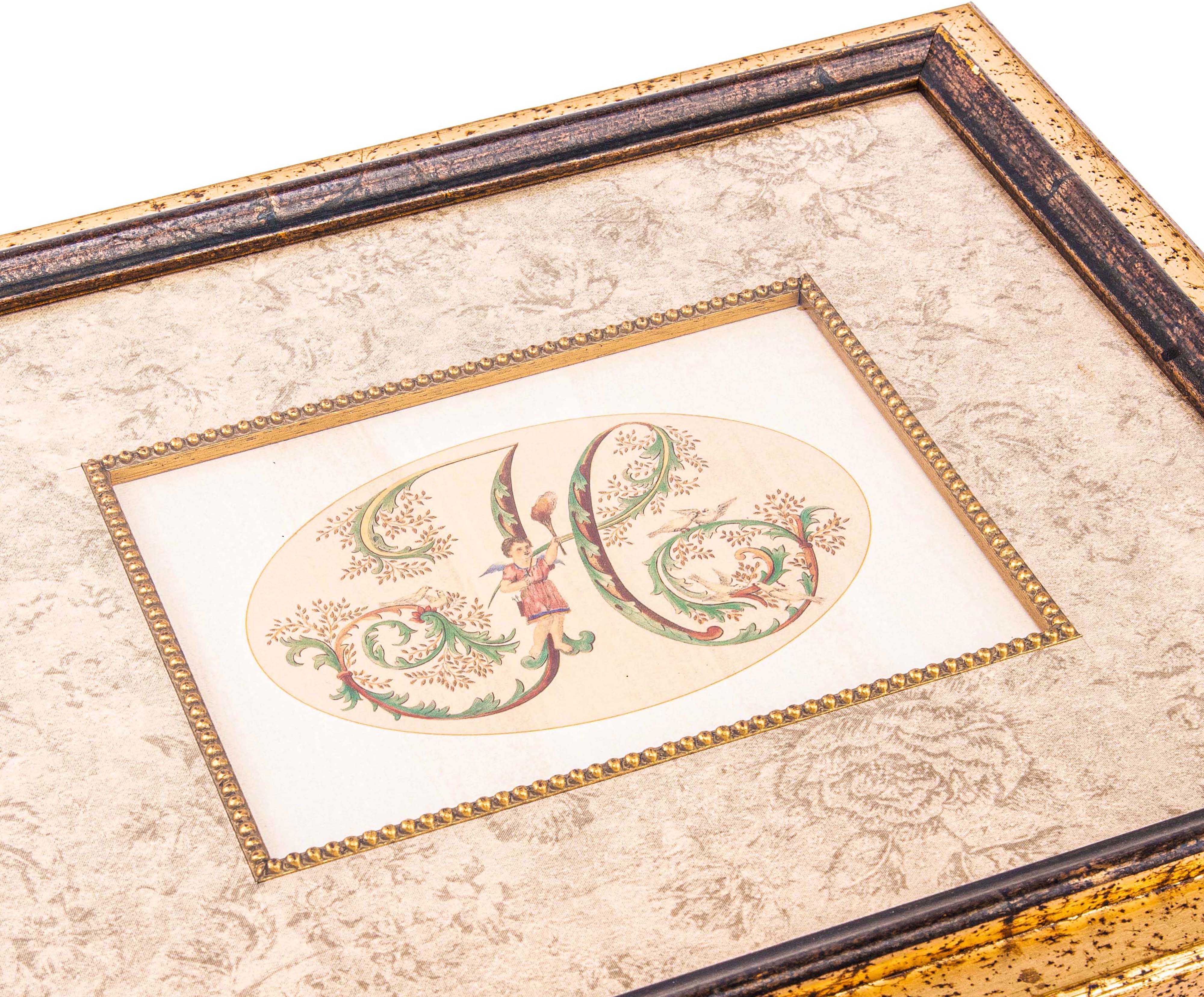 Anel. Gold Vintage Tableau with "Letter H". Large Size