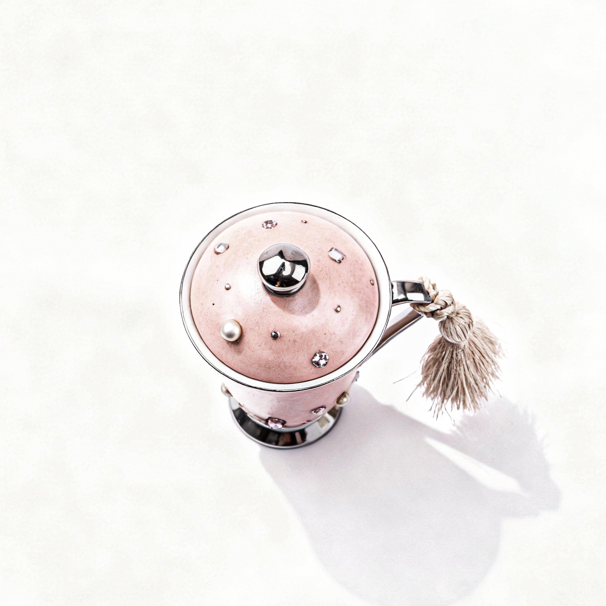 Design Sophie Villepigue. Porcelain Tea Cup Studded with Swarovski