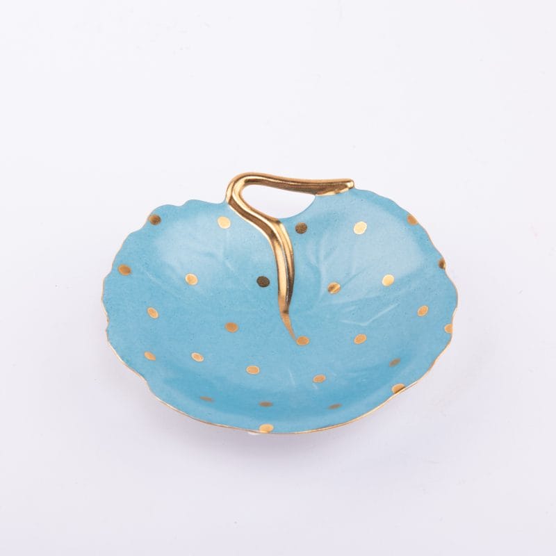 Design Sophie Villepigue. Porcelain Decorative Plate in Blue Polka Dot Design