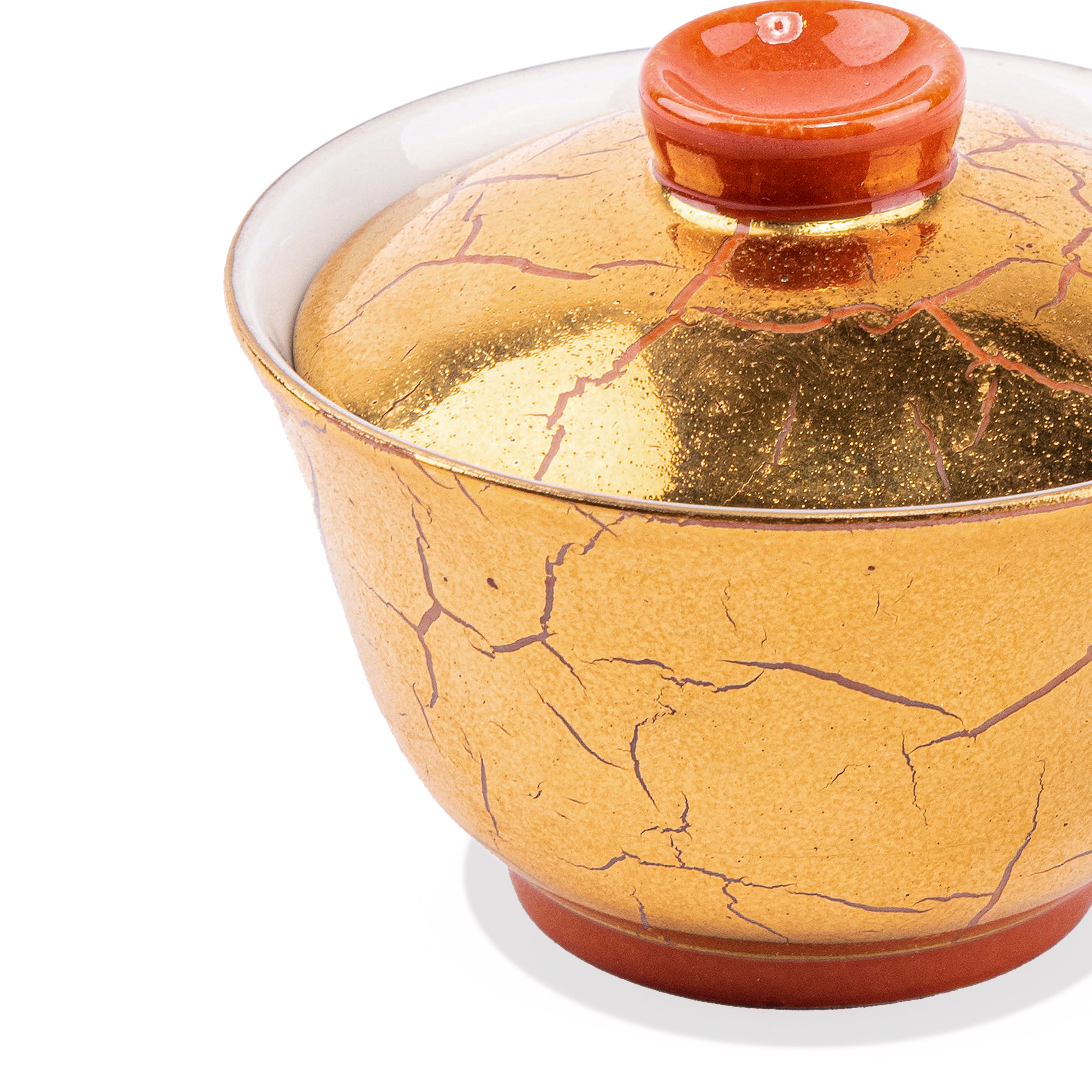 Design Sophie Villepigue. 24K Gold Plated Decorative Tabletop Bowl With Lid.