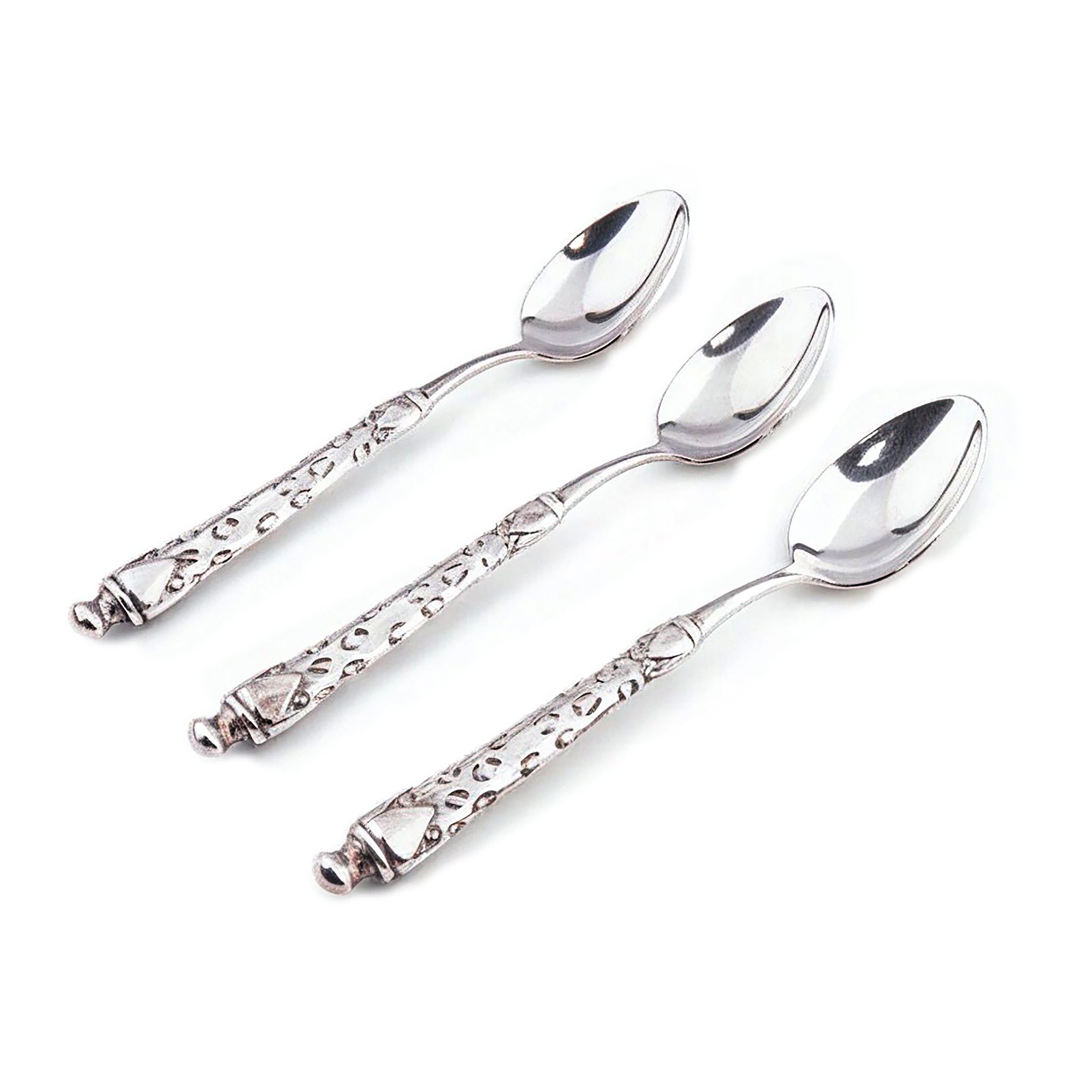 Design Sophie Villepigue. A Set of 6 Silver Plated Spoons Designed with Leopard Pattern