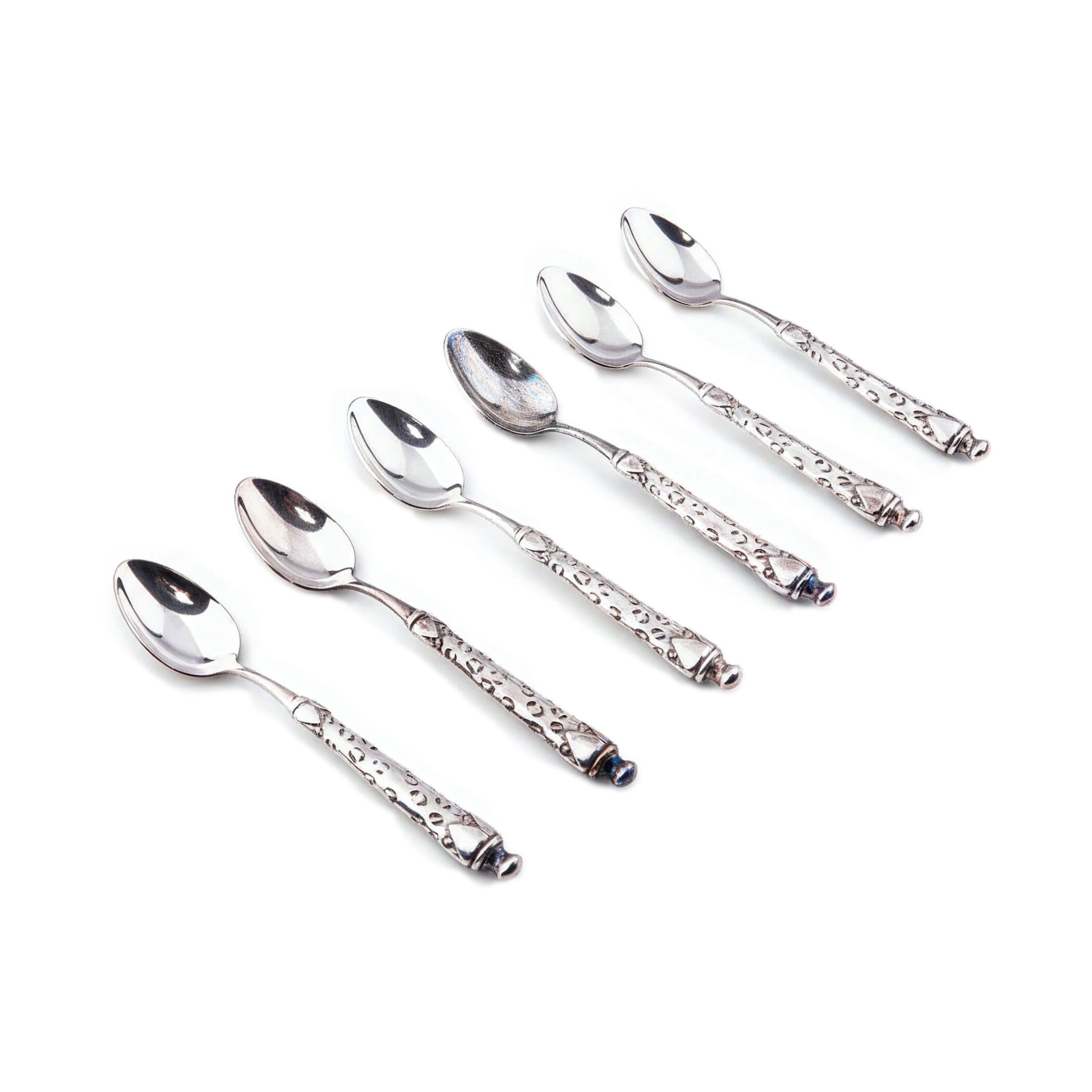 Design Sophie Villepigue. A Set of 6 Silver Plated Spoons Designed with Leopard Pattern