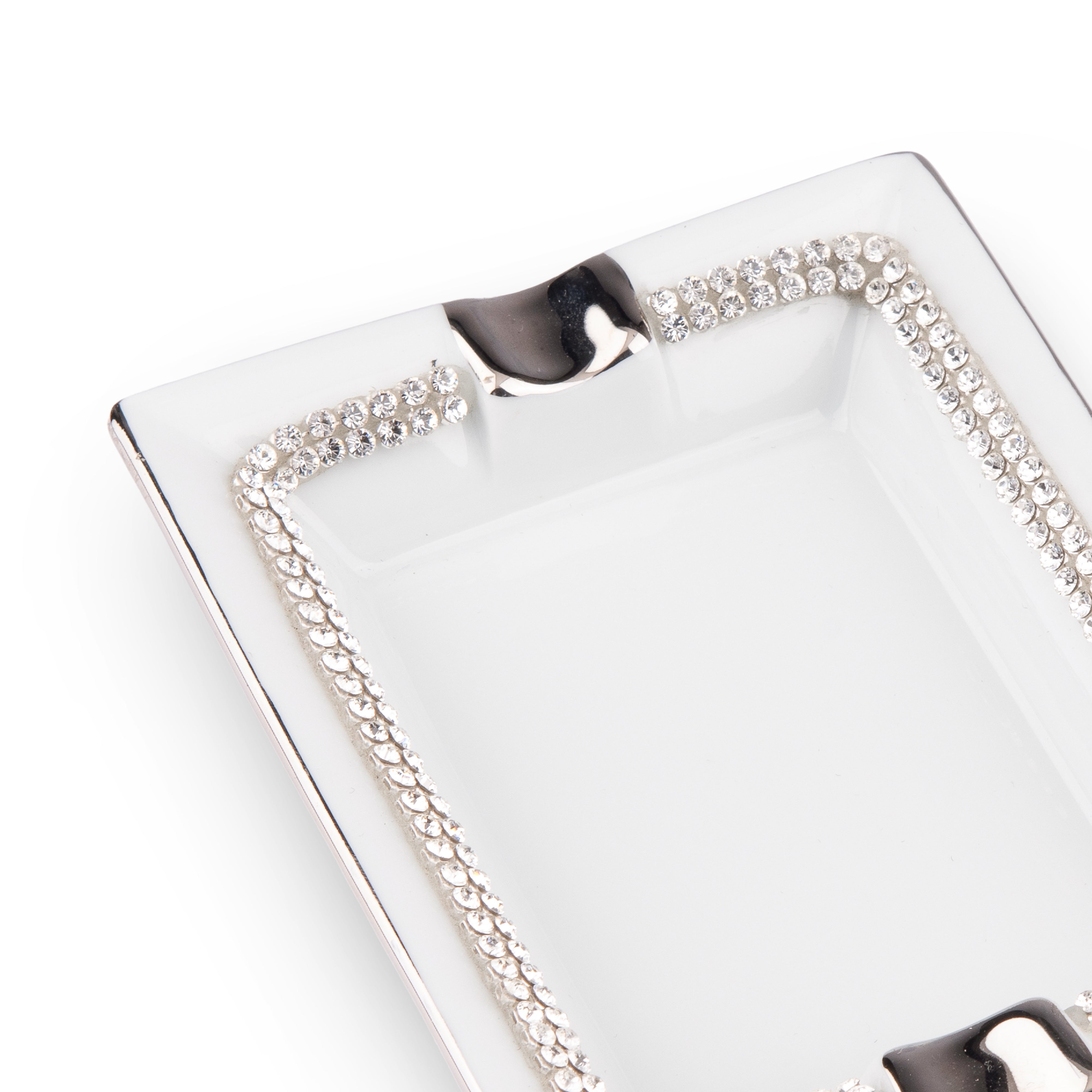 Design Sophie Villepigue. White Porcelain Ashtray Studded with Jewells