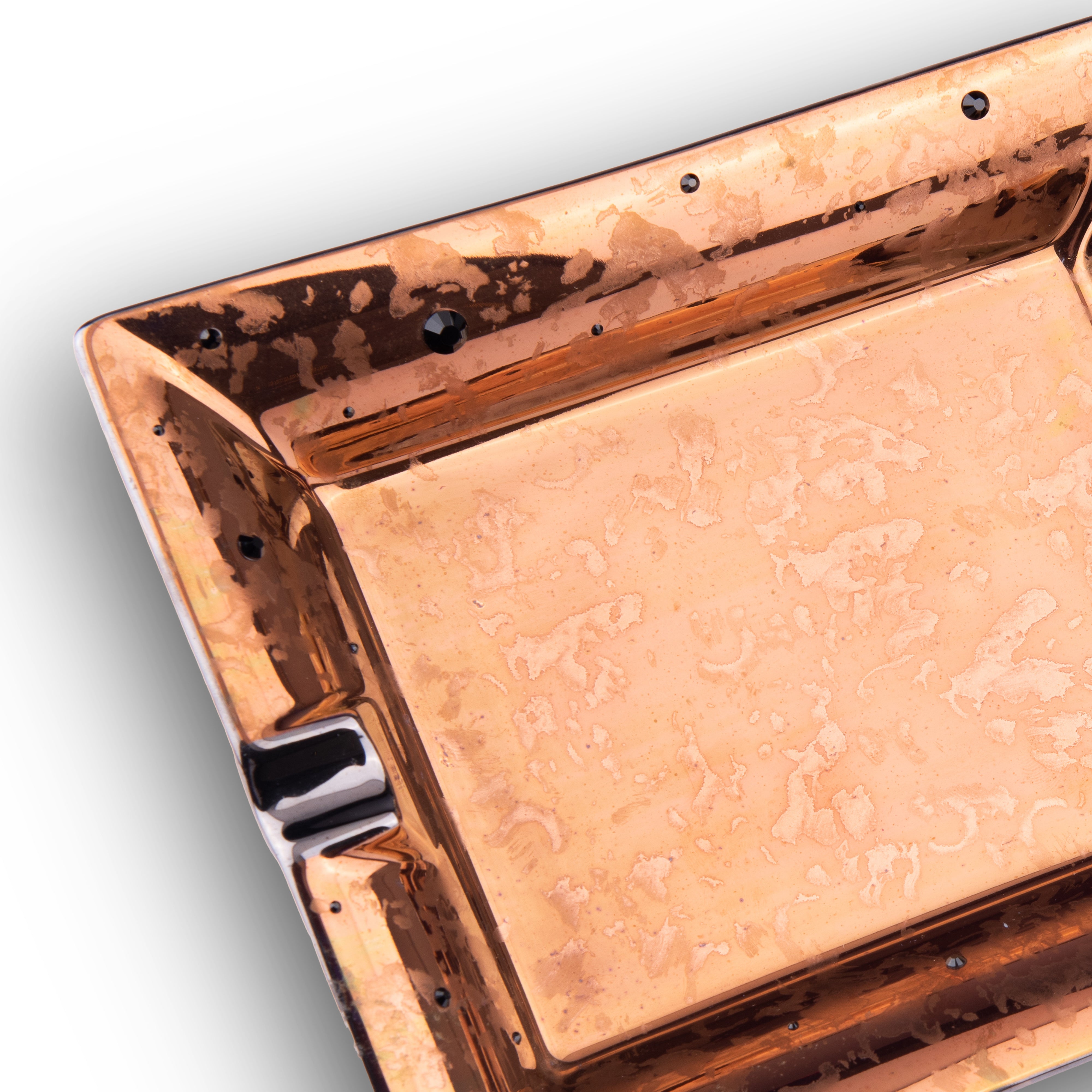 Design Sophie Villepigue. Bronze Porcelain Ashtray Studded with Swarovski