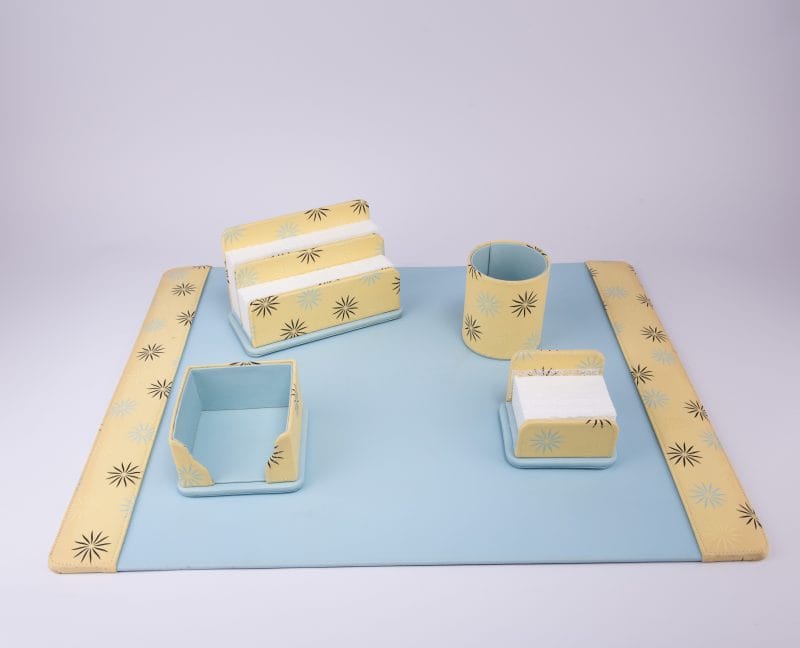 Silvestri. Leather Desktop Accessory. Set of 5 Pieces