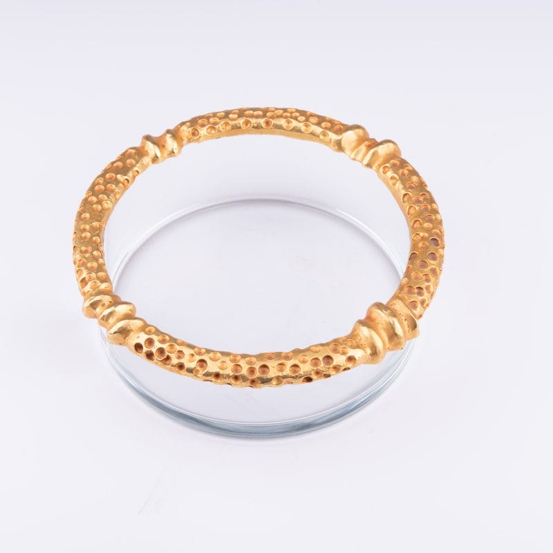 Fondica S.A. Glass Ashtray Designed with Gold Metal Rim. Exclusively available at Idée Art.