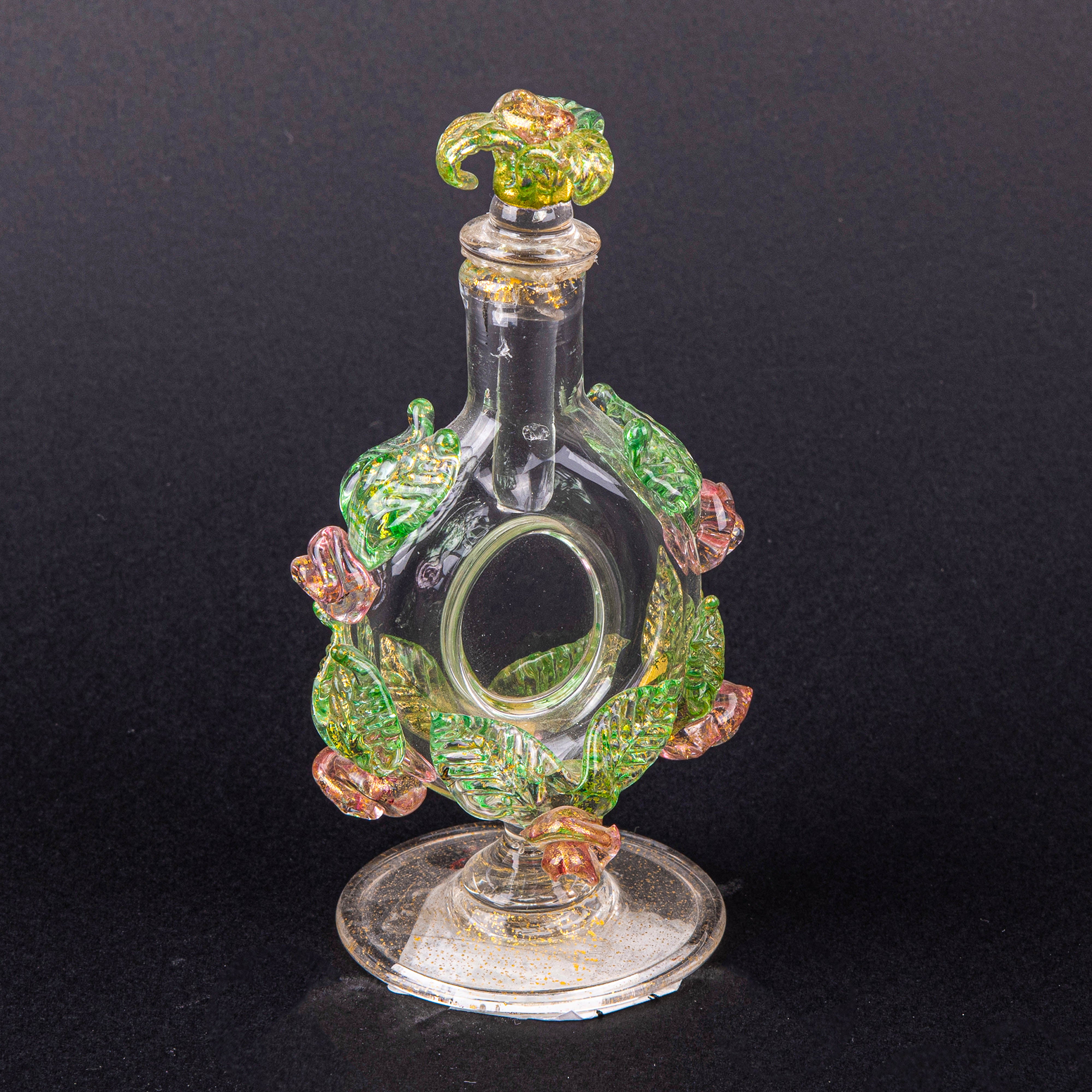 Seguso Gianni. Refillable Perfume Bottle with Green Leaves. 15 ML