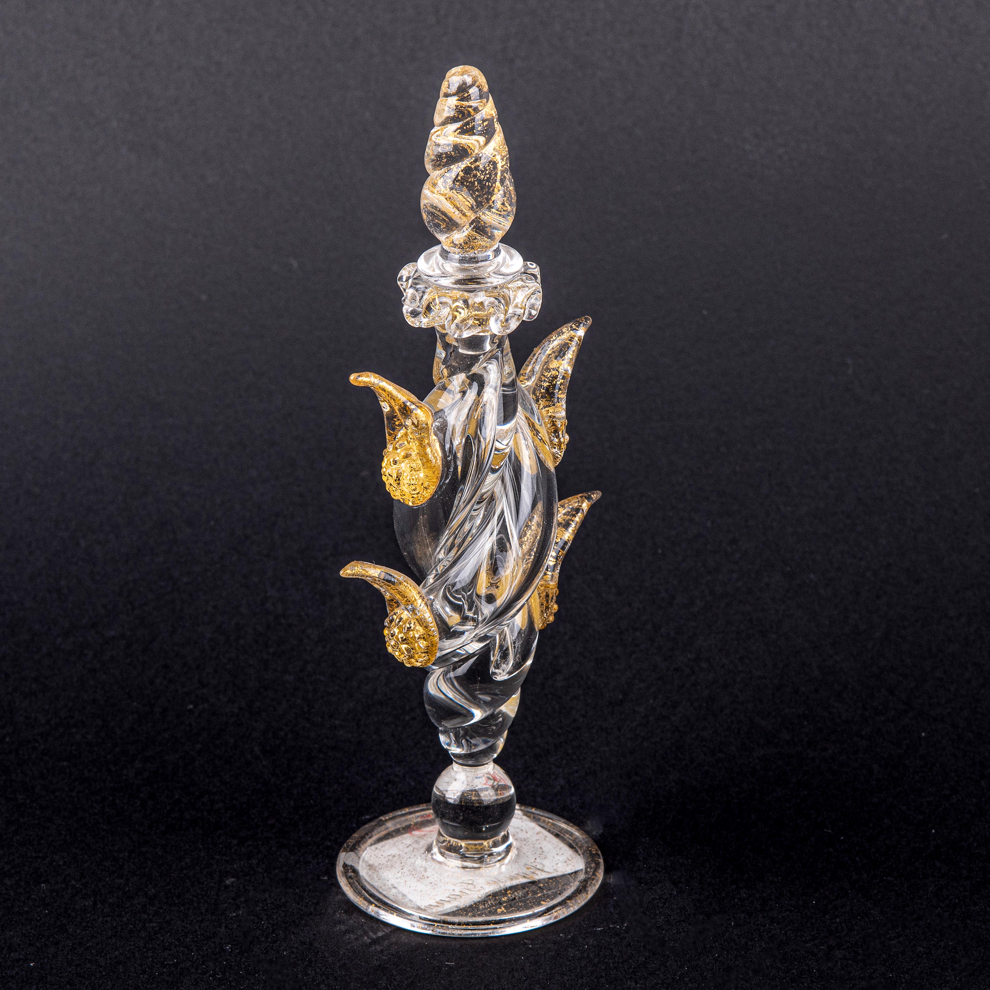 Seguso Gianni. Refillable Perfume Bottle with Golden Leaves. 5ML