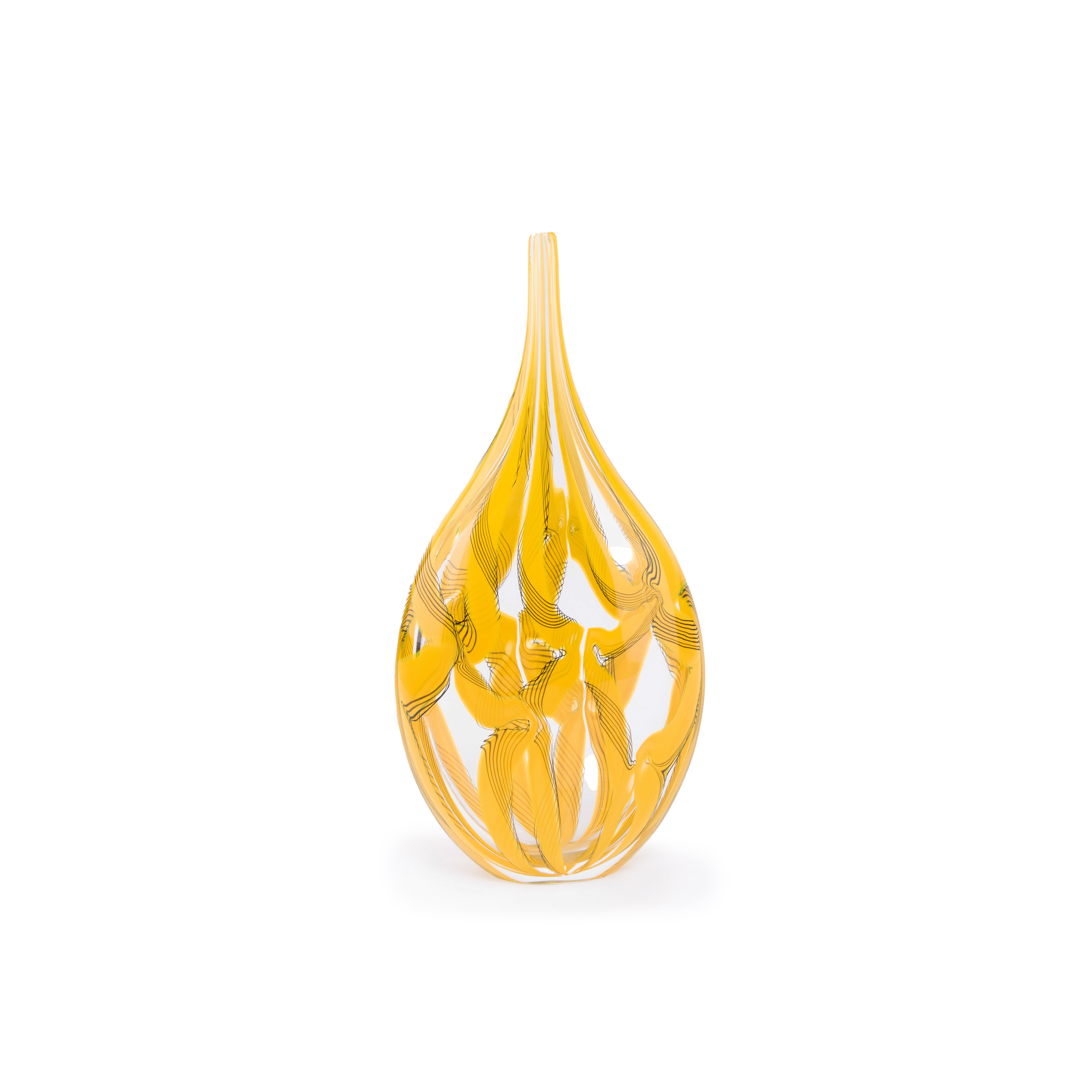 Seguso Gianni. Giraffa Yellow Glass Vase. Large Size